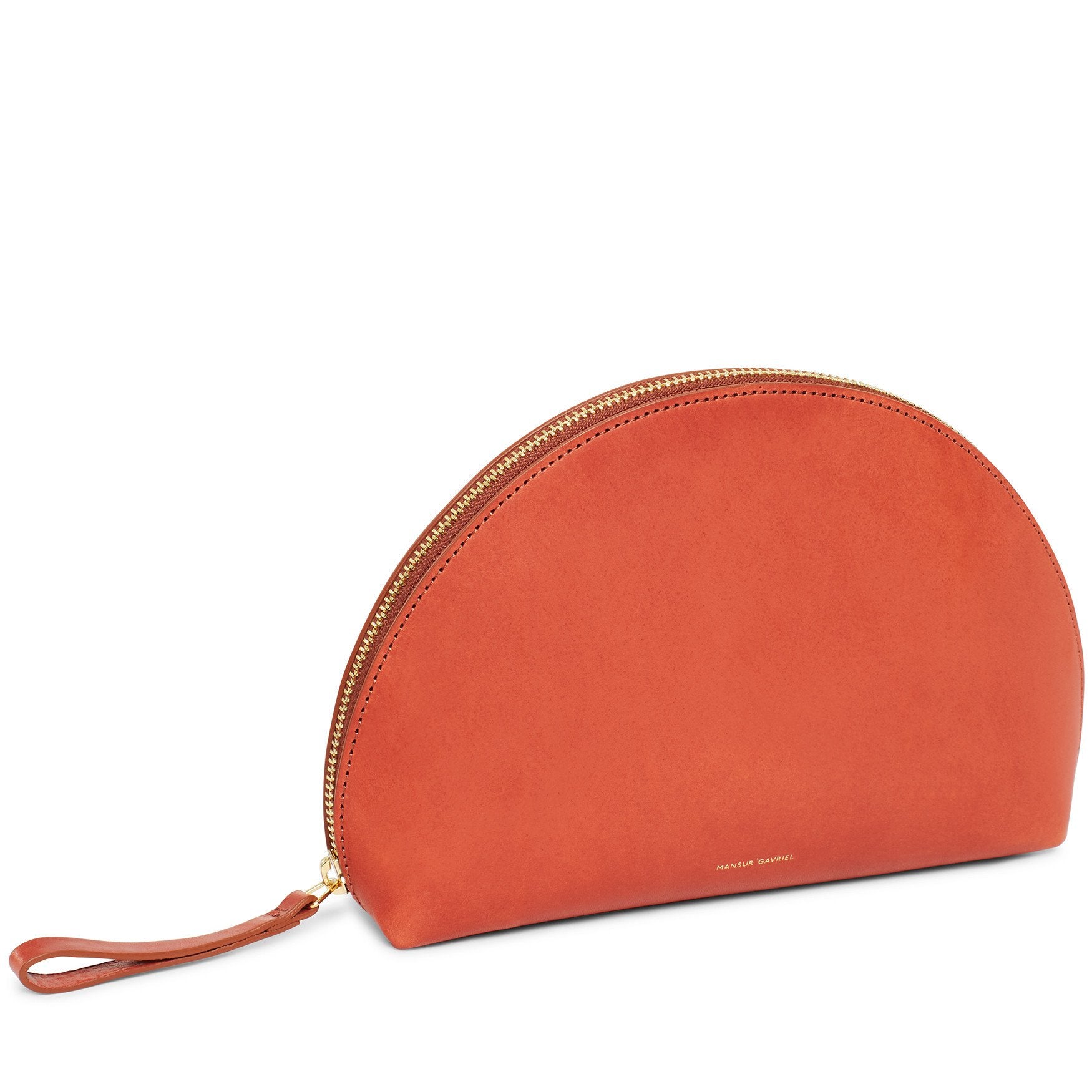 Premium Vegetable Tanned Leather Moon Clutch Mini Wristlet Bag in Brandy - Elegant Evening Clutch for Women, Perfect for Parties, Weddings & Date Nights
