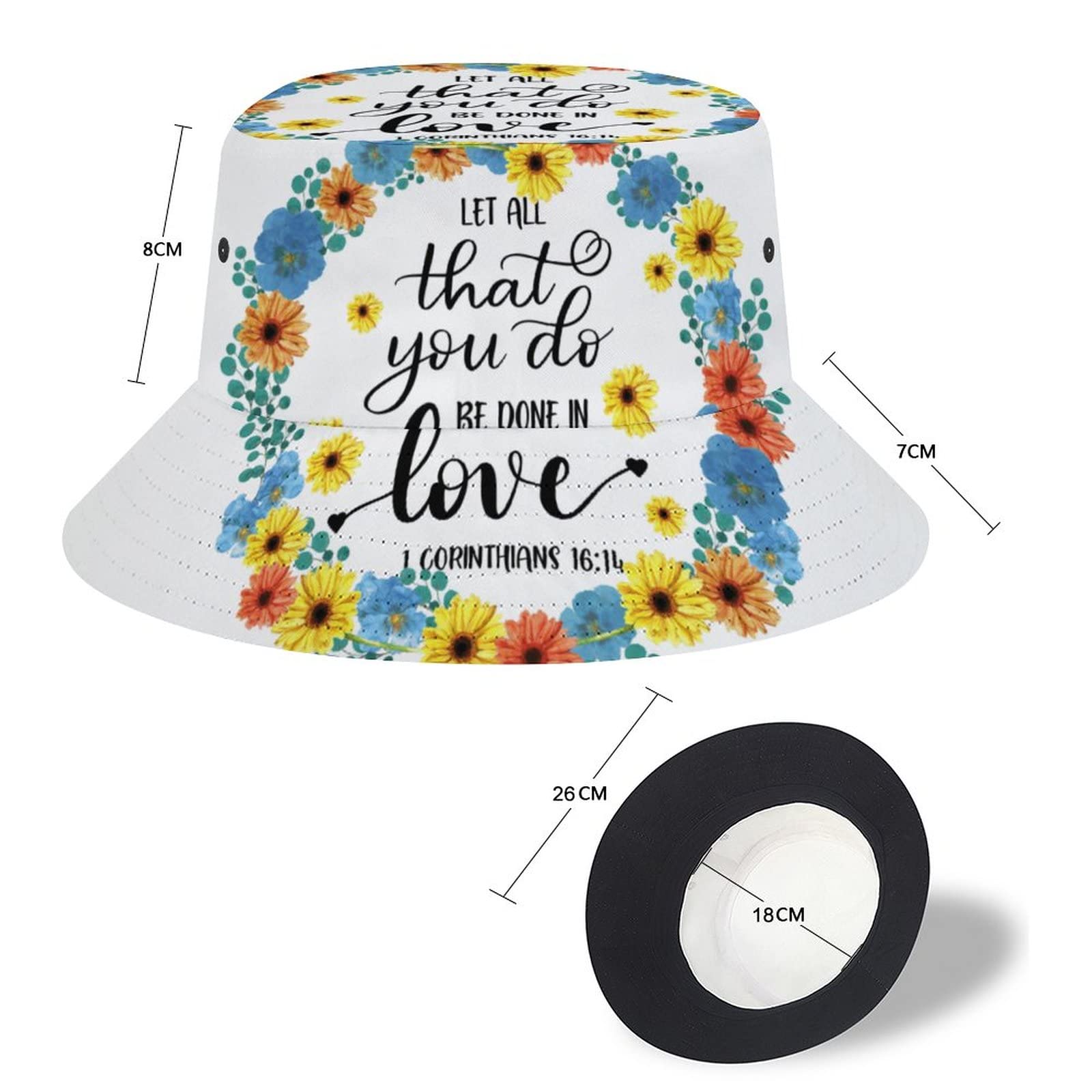 Christian Bible Verse Bucket Hat for Women & Men - Packable Fisherman Sun Hat for Summer, Beach, Travel & Outdoor Activities - Unisex Religious Cap with Scripture Design