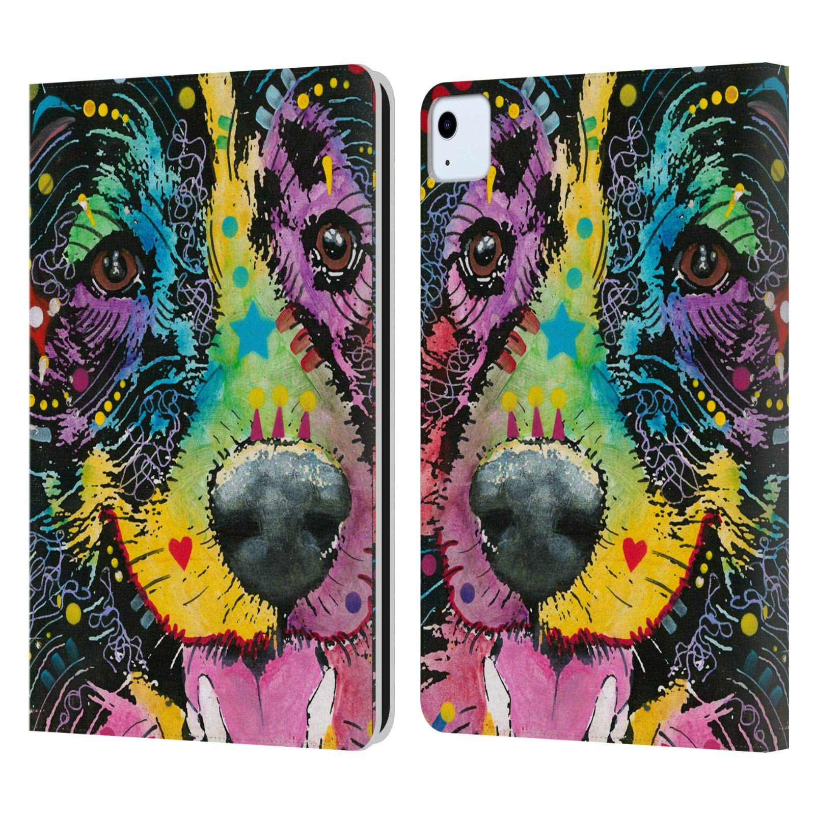 Dean Russo Smiling Collie Dogs Leather Book Wallet Case Cover for Apple iPad Air 2020/2022 – Officially Licensed by Head Case Designs, Perfect for Work, Travel & School