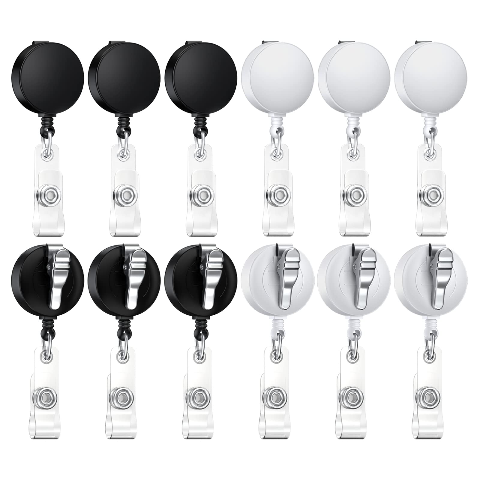 12 Pack Retractable Badge Reels with Alligator Clip - Durable ID Card Holders for Students, Teachers & Professionals - Perfect for Schools, Hospitals, Offices & Events