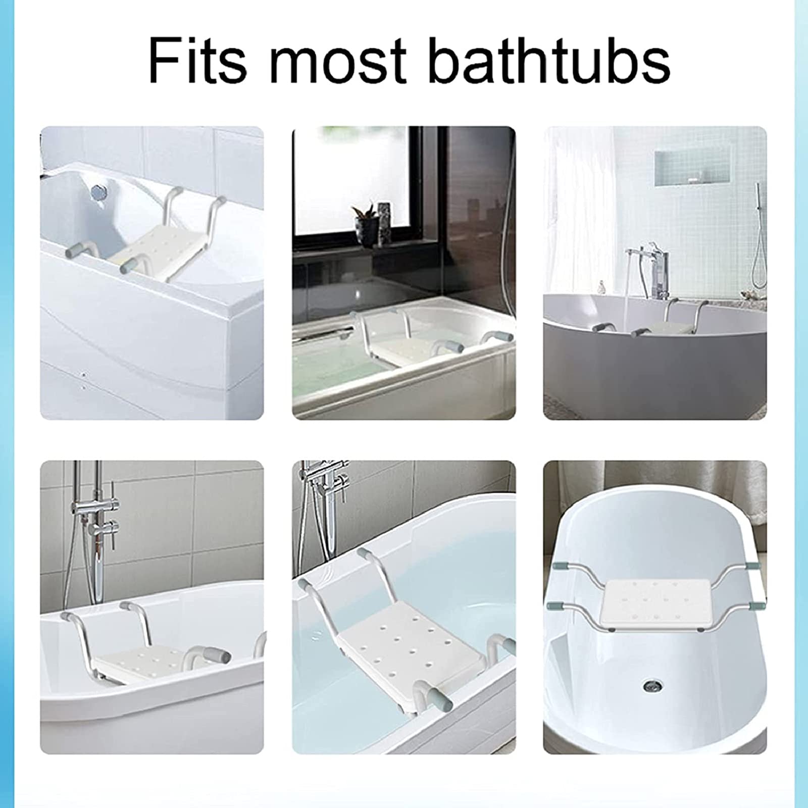 Lightweight Aluminum Bath Bench with Adjustable Legs - Portable Shower Seat for Elderly & Disabled - Non-Slip Bathtub Transfer Stool Supports 130kg (286lbs) - Ideal for Safe Bathing, Post-Surgery Recovery & Mobility Assistance
