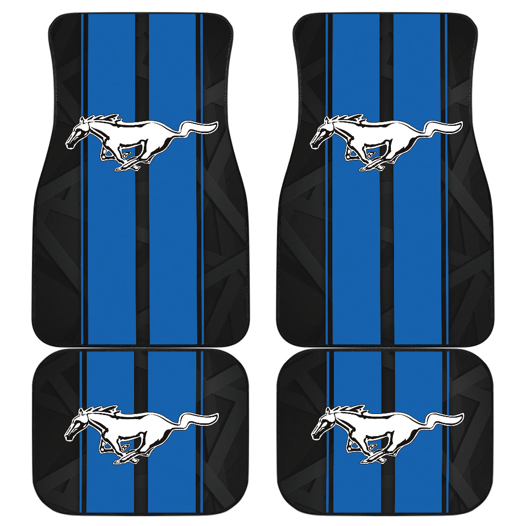 Premium Blue Ford Mustang Fastback Muscle Car Floor Mats - Custom Fit 1965-1973 Models - All-Weather Protection - Perfect for Car Shows & Daily Driving
