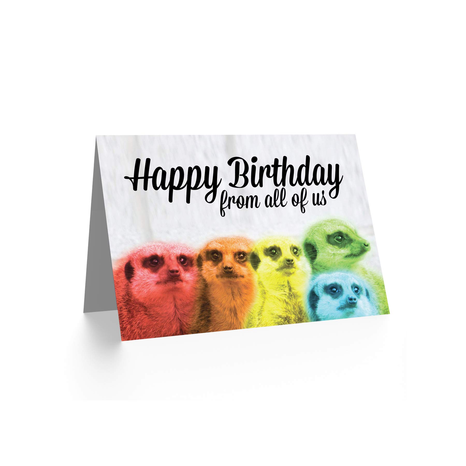 Wee Blue Coo Happy Birthday Meerkat Family Art Greeting Card - Funny Animal Birthday Card for Friends & Family - Perfect for Birthdays, Anniversaries & Special Occasions