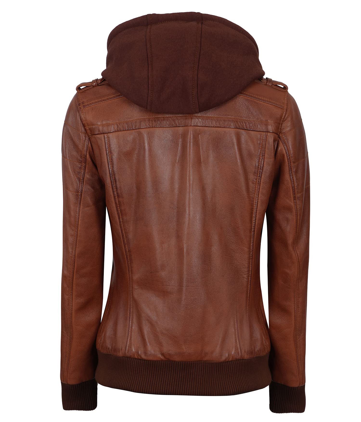 Genuine Lambskin Bomber Leather Jacket for Women - Premium Real Leather Jacket with Detachable Hood | Stylish Outerwear for Casual Wear, Night Out & Motorcycle Riding