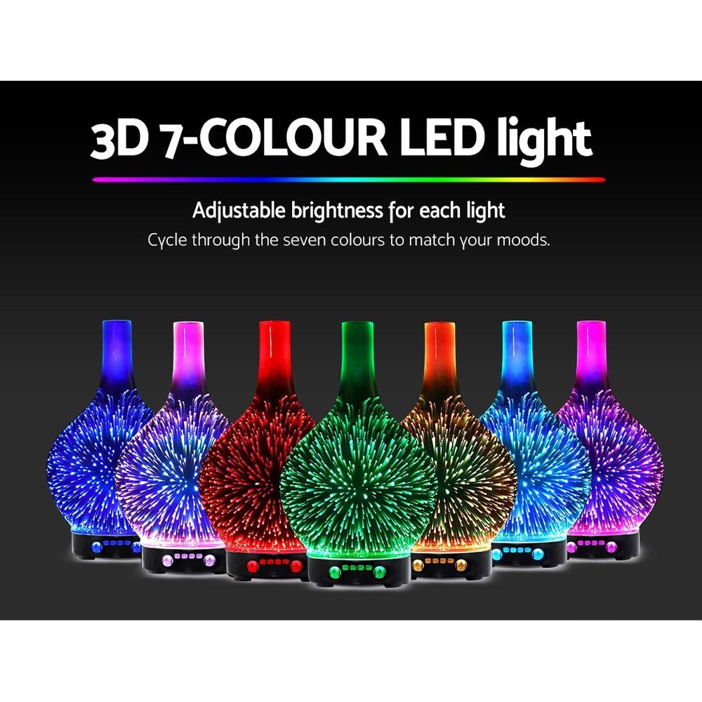 3D LED Aroma Diffuser with Firework Effect - 100ml Essential Oil Humidifier for Home, Office & Yoga Studio - Perfect for Relaxation & Aromatherapy