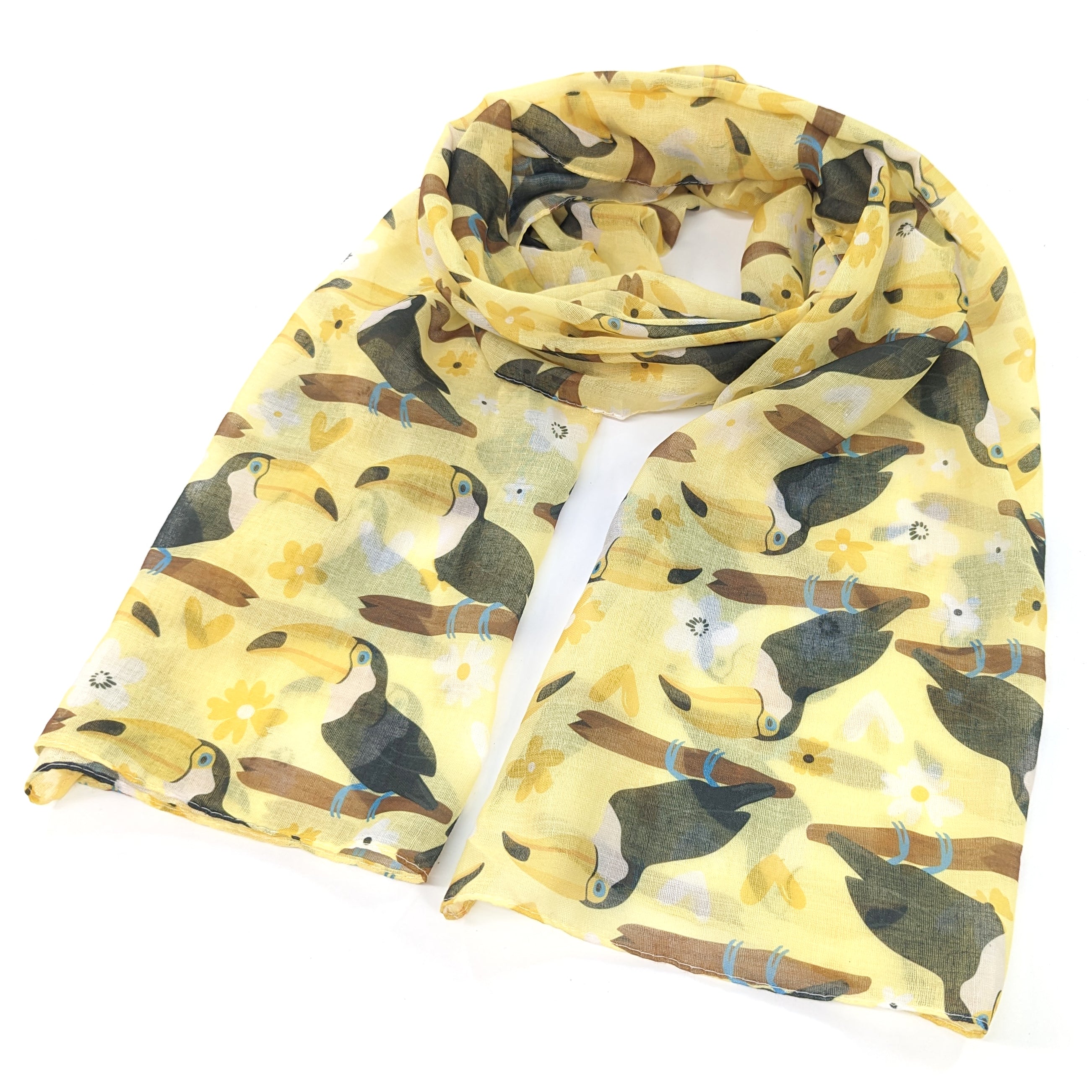 Stylish Tina the Toucan Print Women's Fashion Scarf - Lightweight & Soft for Everyday Wear, Office, and Special Occasions