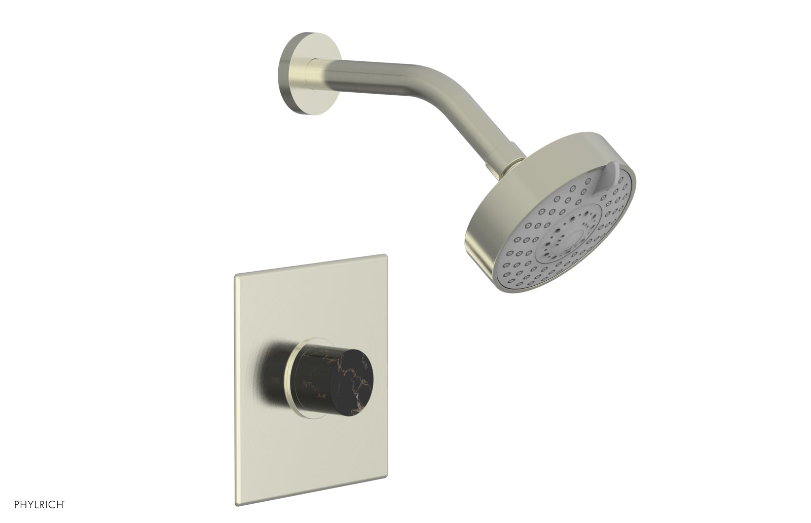 BASIC II Pressure Balance Shower Set with Black Marble Handle - 230S 23 Series for Modern Bathroom & Spa Experience