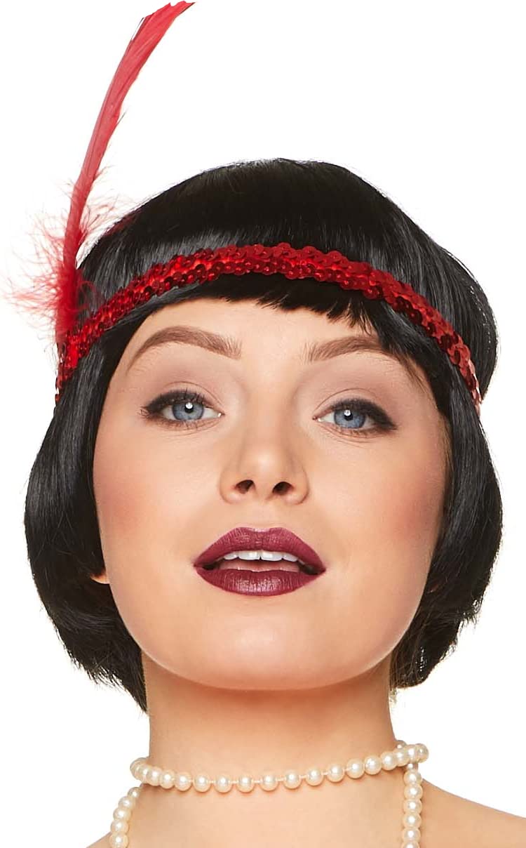Vintage 1920s Flapper Red Sequin Headband for Women - Gatsby Party Hair Accessory - Perfect for Roaring 20s Theme Parties, Halloween Costumes & Burlesque Shows