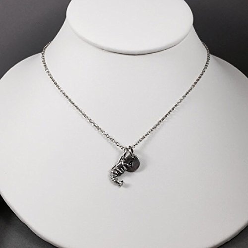Shrimp Charm Necklace - Ocean Themed Personalized Initial Jewelry for Women - Perfect for Beach Vacations, Summer Outfits & Gifts