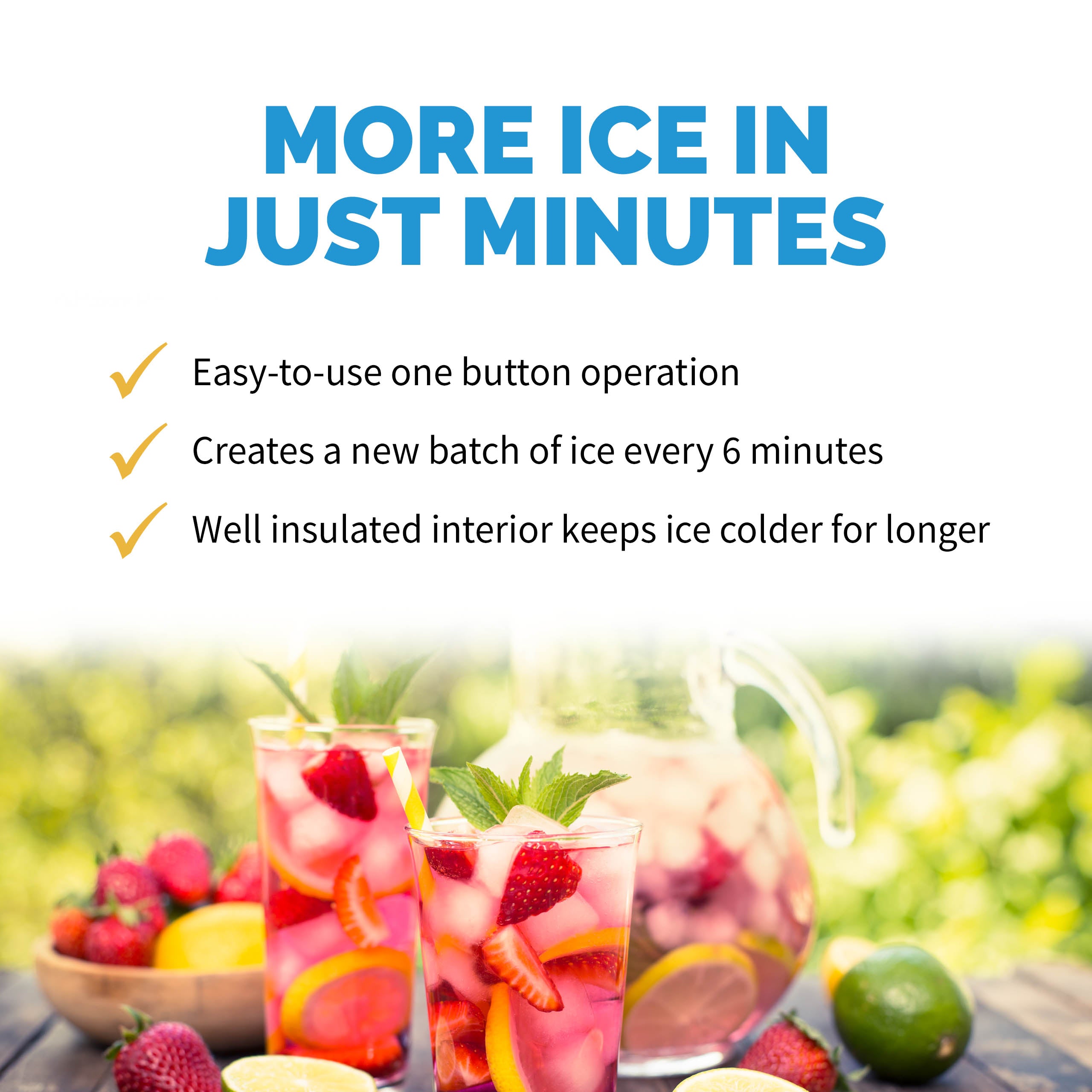 Newair® Countertop Ice Maker - 50 lbs/Day, Bullet Ice Machine, Compact & Portable for Home, Office, or RV - Perfect for Cocktails, Parties, and Outdoor Adventures (White)