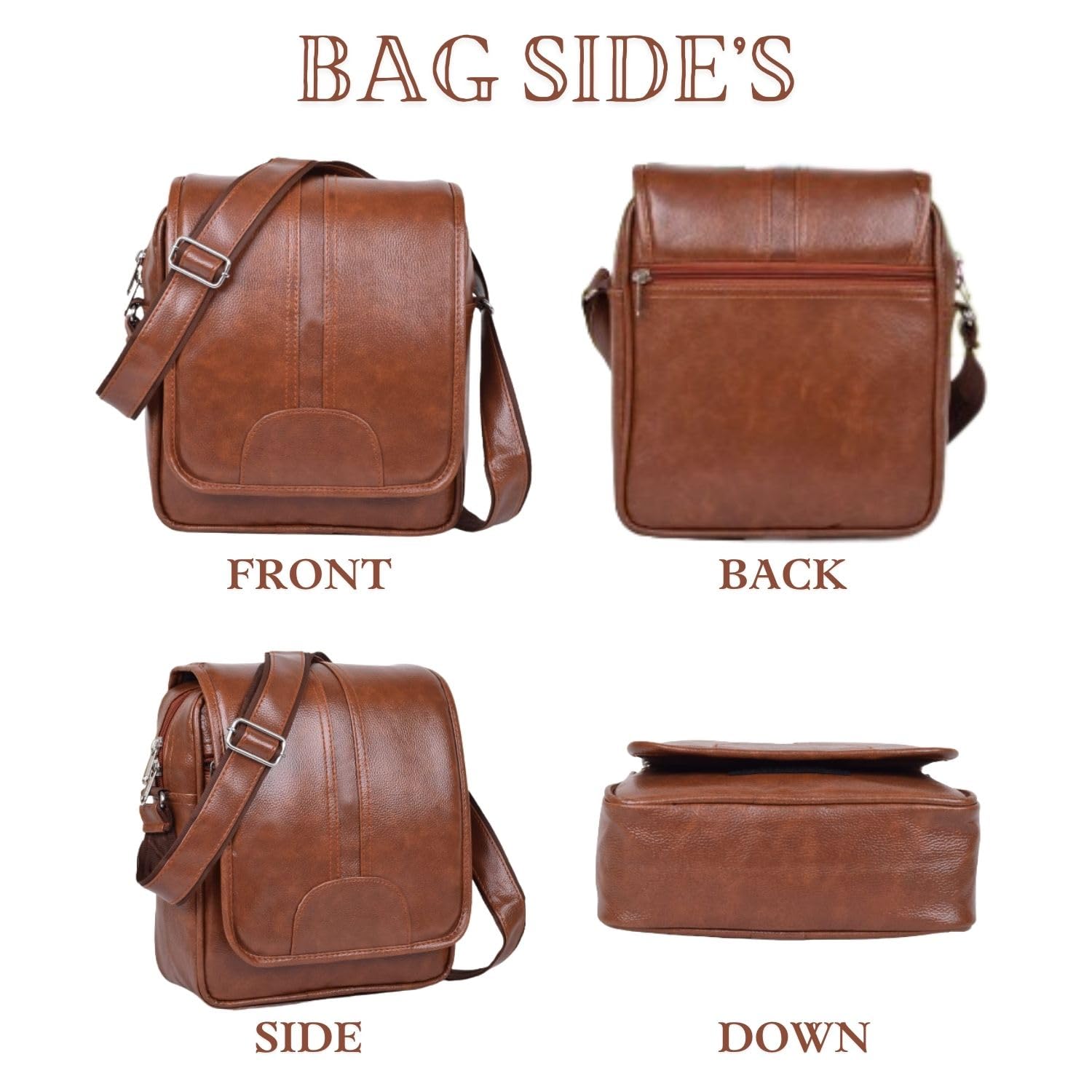 COOL INDIANS Genuine Leather Crossbody Bag for Men & Women - Stylish Unisex Shoulder Sling Bag with Adjustable Strap, Perfect for Travel, Work & Daily Use