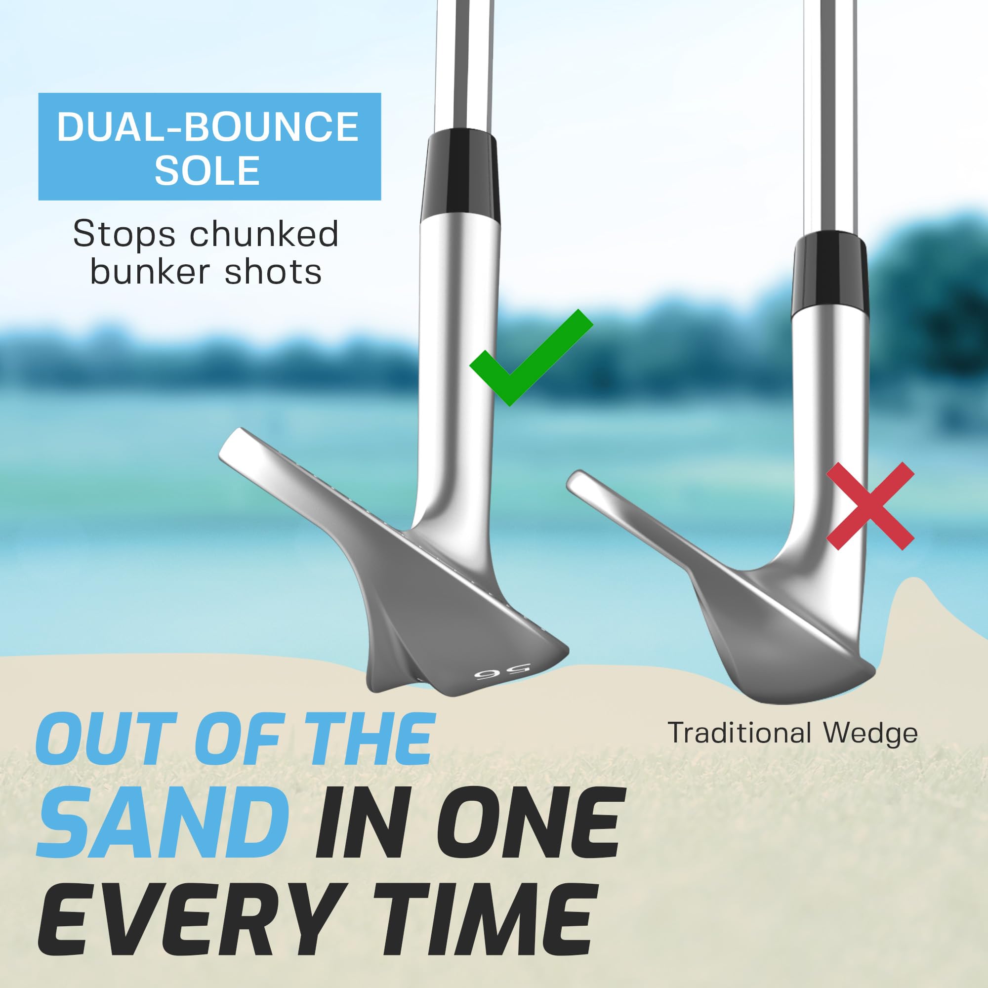 F2 Wave Wedge - High Performance Steel Shaft Golf Wedge for Superior Accuracy | Shank-Proof Design for Smooth Turf Interaction | Perfect for Short Game Shots, Bunker Play & Approach Shots on Golf Course