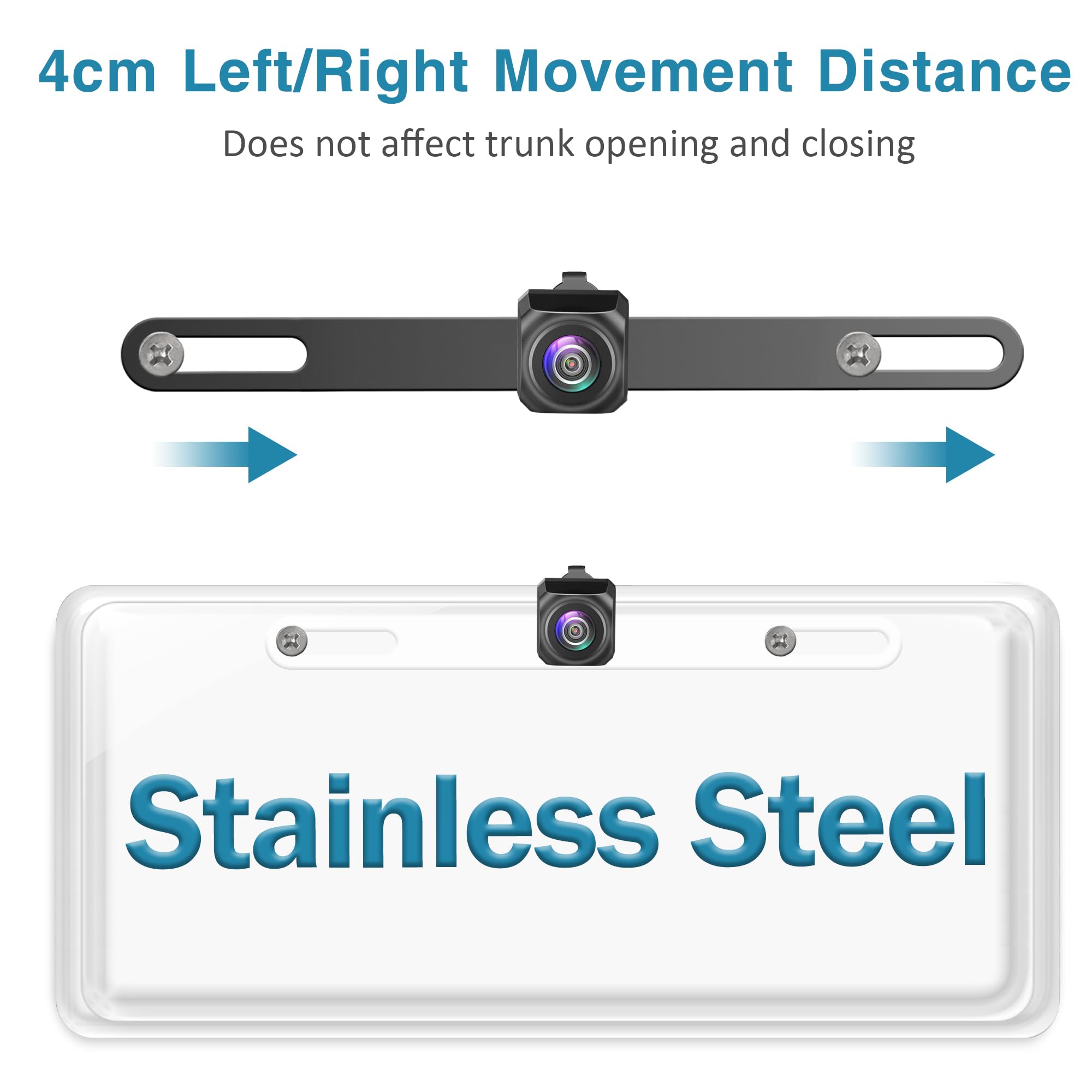 Stainless Steel Backup Camera License Plate Mount (2 Pack) - Universal Rear View Camera Bracket for Cars, Trucks, SUVs - Dash Cam & Reverse Camera Installation Kit - Perfect for Parking Assistance & Night Driving Safety