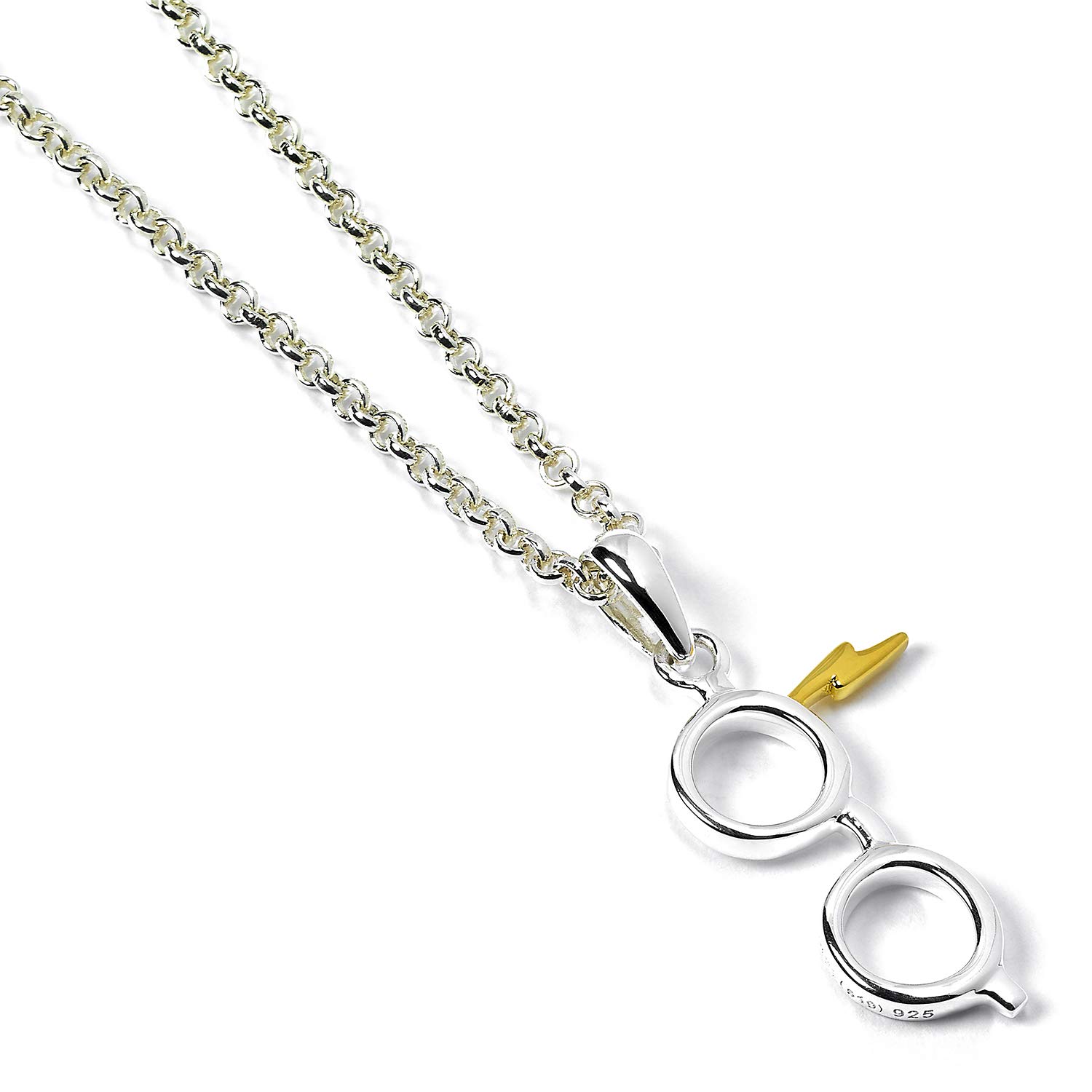 Sterling Silver Lightning Bolt and Glasses Necklace - Dainty Jewelry for Women - Perfect Gift for Harry Potter Fans, Book Lovers & Teachers - Great for Cosplay, Birthday & Everyday Wear