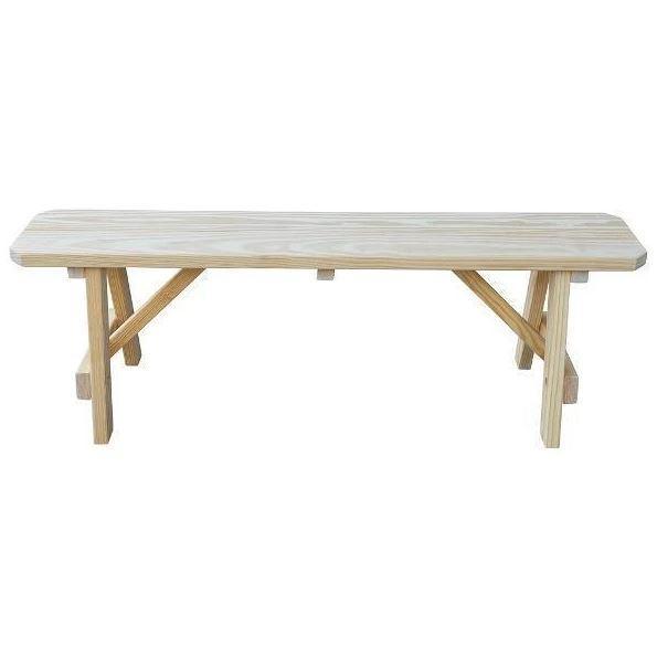 A&L Furniture Solid Yellow Pine Traditional Wooden Bench - Rustic Home Decor for Entryway, Patio, or Garden Seating