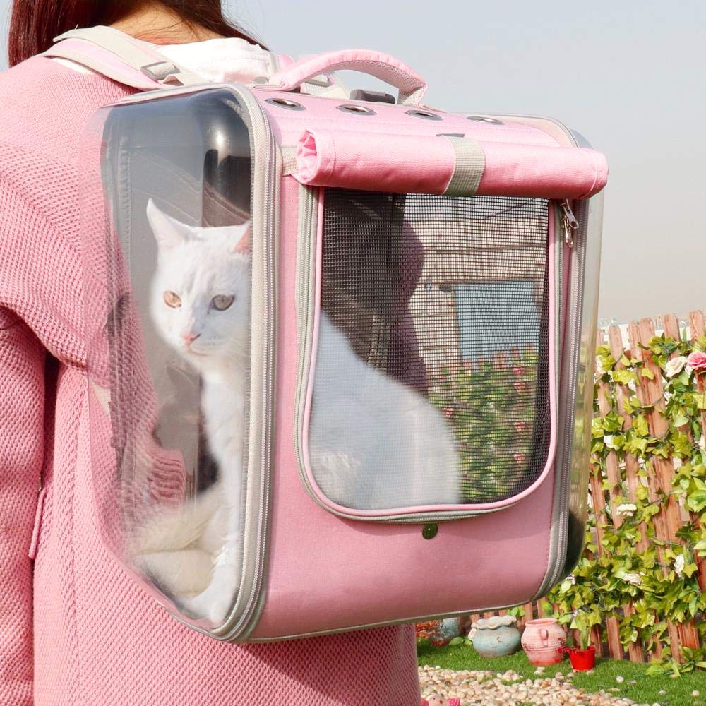Portable Breathable Pet Carrier Backpack for Cats & Dogs - Transparent Travel Backpack for Small Pets, Puppies & Kittens (Yellow) - Perfect for Outdoor Adventures, Air Travel & Vet Visits