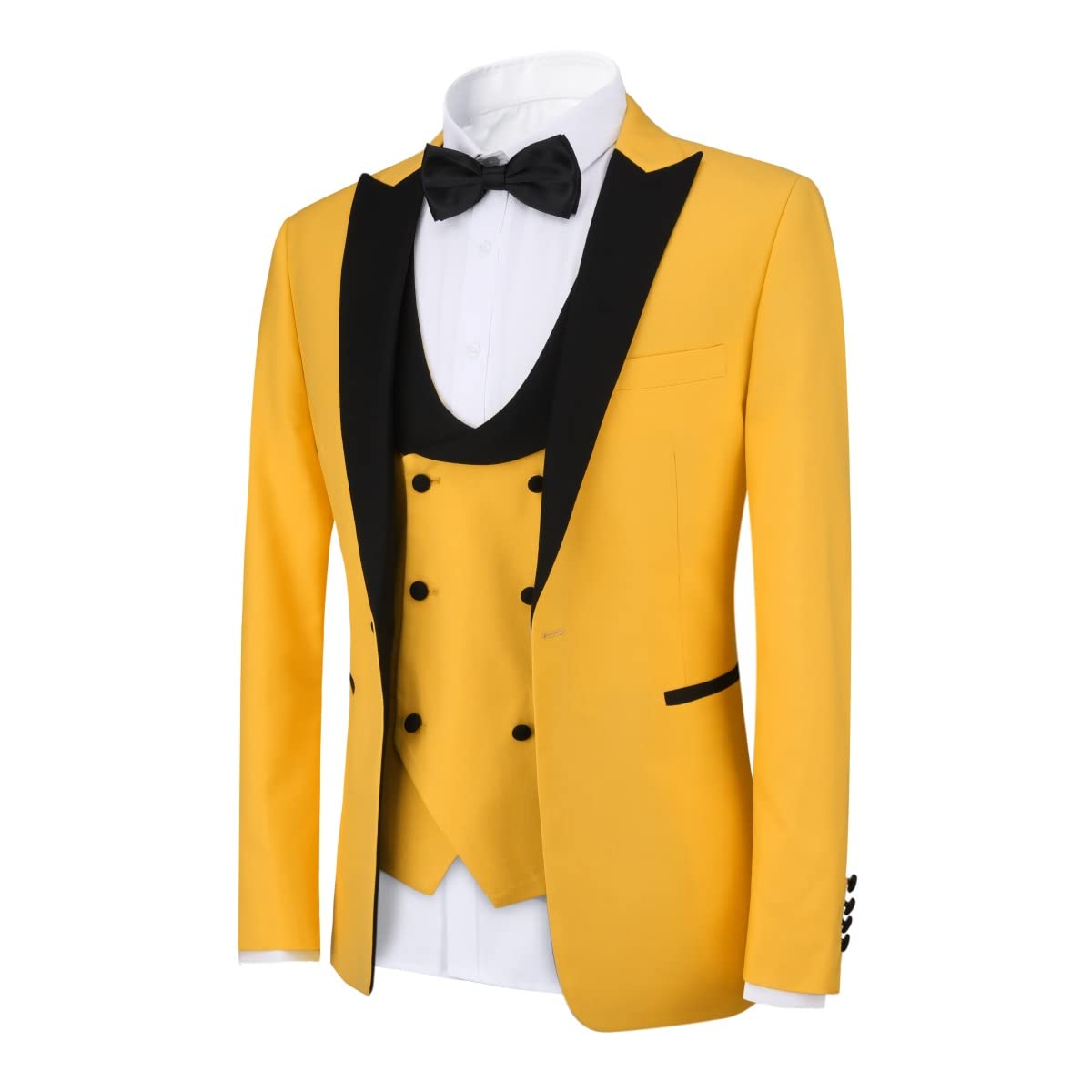 YFFUSHI Men's Slim Fit 3 Piece Suit Set - One Button Blazer, Vest & Dress Pants for Prom, Wedding, Business & Formal Occasions