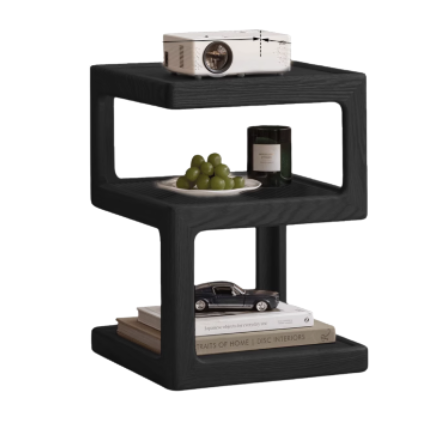15.7x15.7x21.7 inch / 40.0x40.0x55.0 cm / black color / Oak side table