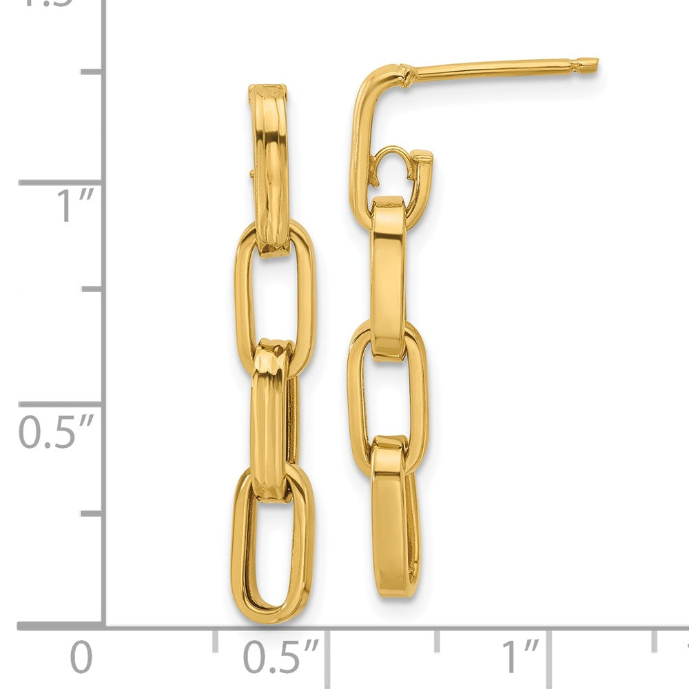 14K Gold Leslie's Polished Link Dangle Post Earrings - LE2625 | Elegant Everyday Jewelry for Women, Perfect for Work, Parties & Special Occasions