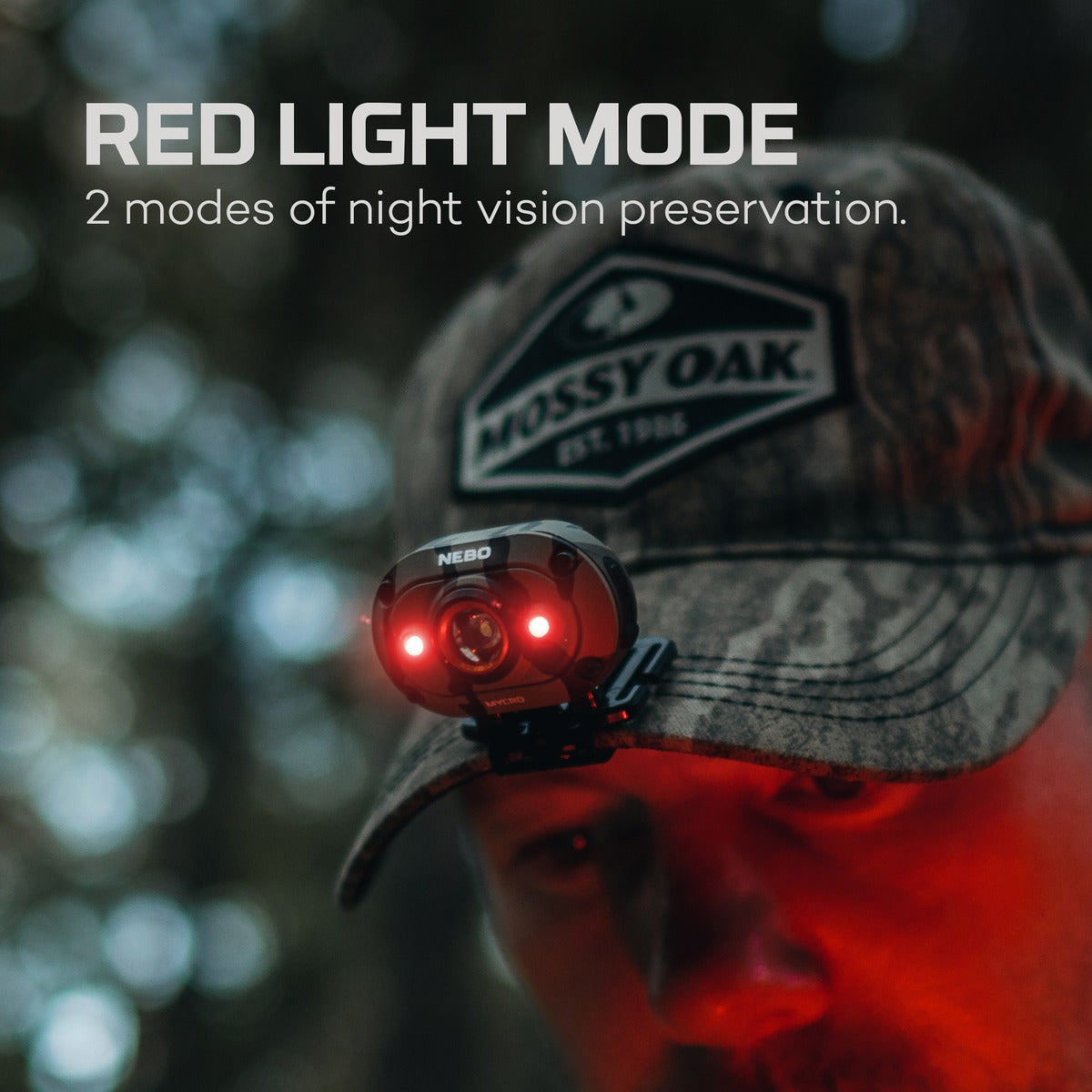 Nebo Mycro 400 Lumen Rechargeable LED Headlamp - Mossy Oak BottomLand Camo - Hands-Free Light for Camping, Hiking, Fishing & Outdoor Adventures