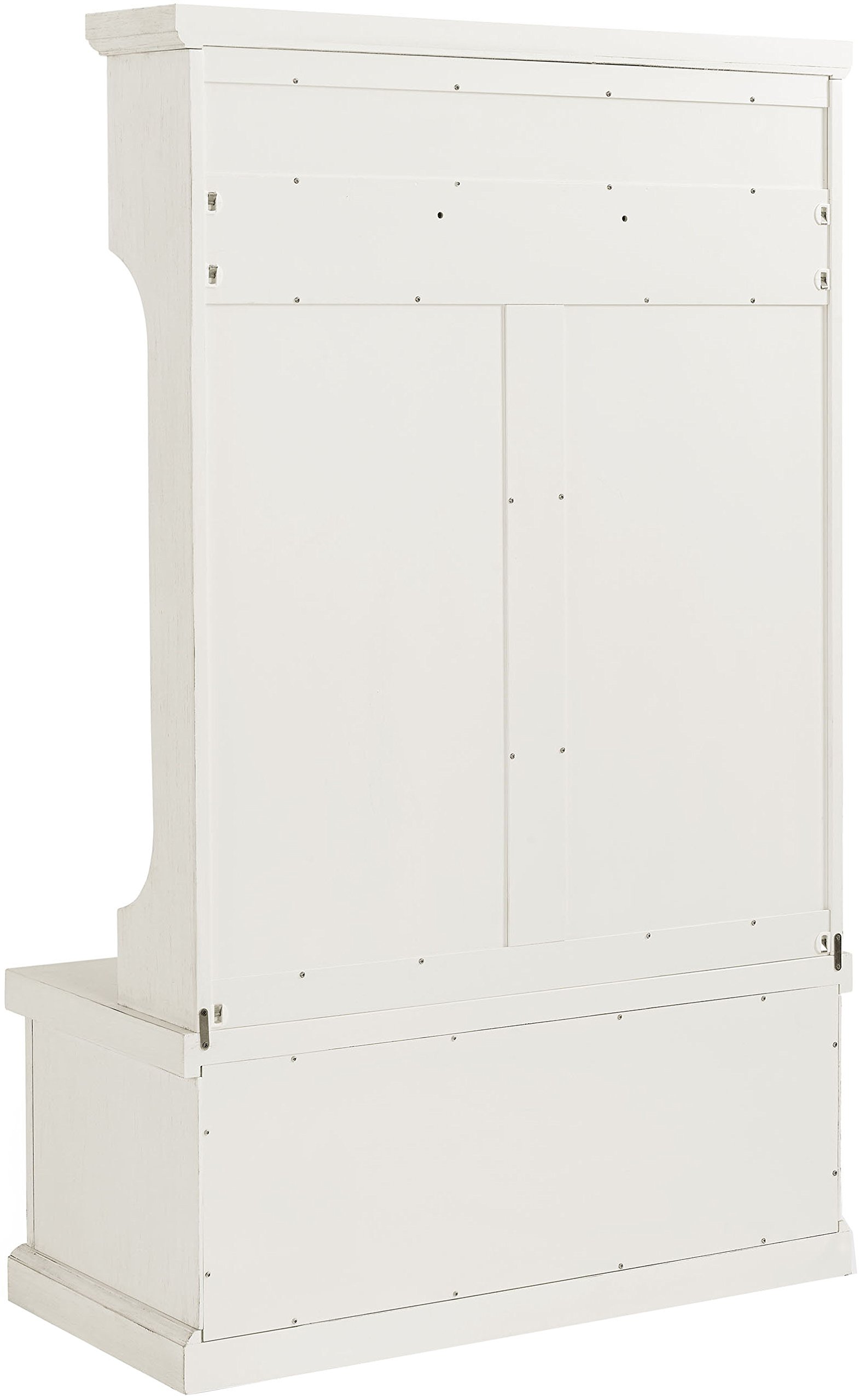 Crosley Furniture Seaside Hall Tree with Shoe Rack Bench & Coat Hooks - Entryway Storage Organizer in Distressed White - Perfect for Mudrooms, Foyers & Small Space Entry Organization