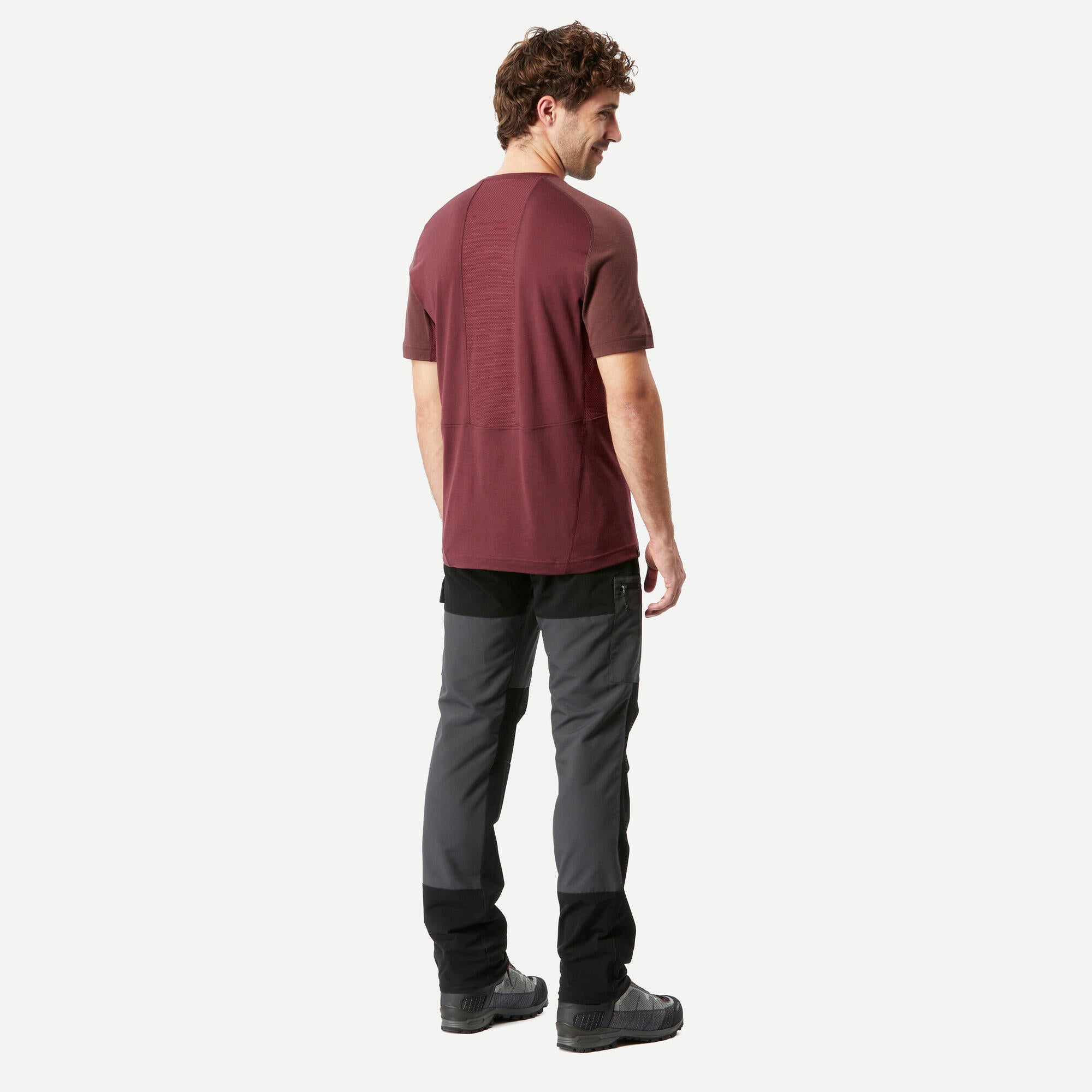 Forclaz Men's MT500 Merino Wool T-Shirt - Breathable & Odor-Resistant Hiking & Travel Base Layer for Outdoor Adventures
