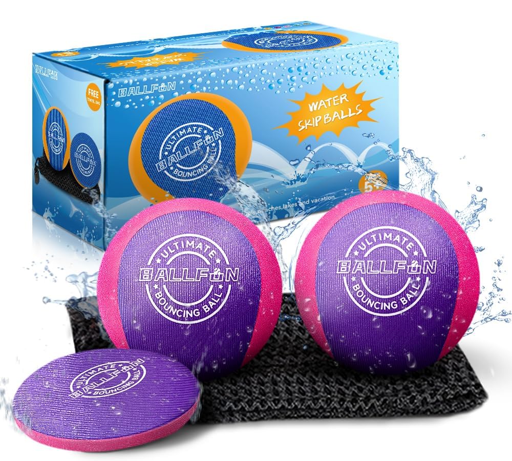 Skip Balls for Water - Fun Water Skipping Balls for Pool, Lake & Beach | Durable Pool Toys for Adults & Kids | Perfect Water Games for Family & Friends | Great for Swimming, Backyard Parties & Summer Outdoor Activities