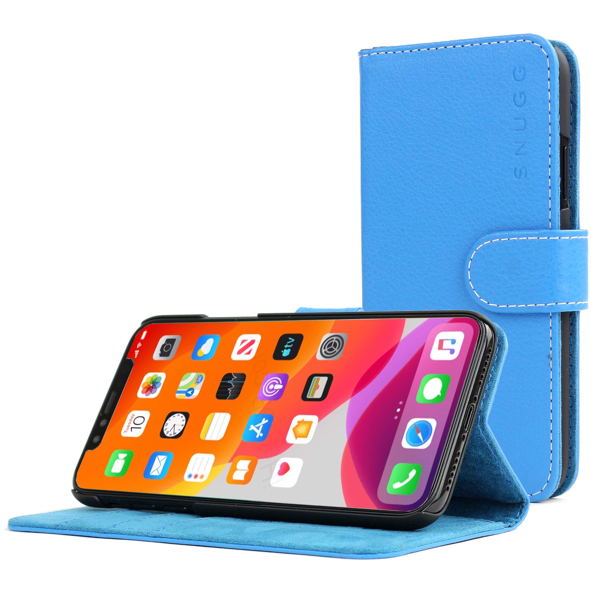 Premium Leather iPhone 12 Pro Max Wallet Case with 3 Card Slots & Magnetic Closure - Foldable Stand Function, TPU & Nubuck Protection - Electric Blue - Perfect for Travel, Business & Everyday Use