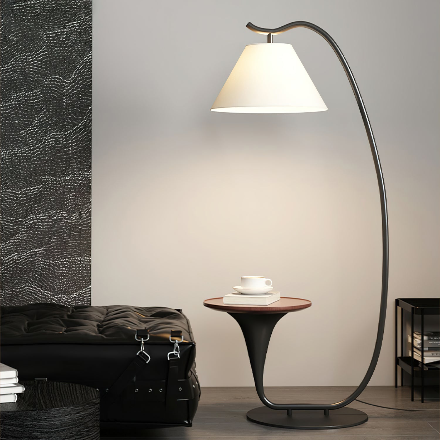Modern Curved Floor Lamp for Living Room - Adjustable Standing Light with LED Bulb for Bedroom, Office & Reading Corner - Warm White Lighting for Home Decor