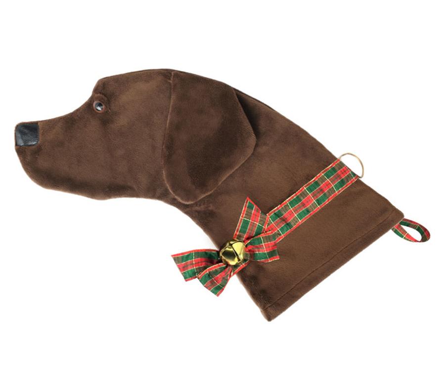 Chocolate Labrador Dog Christmas Stocking - Festive Pet Holiday Decor for Fireplace Mantel & Home Decorations