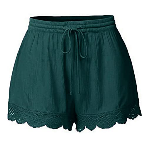 Green High Waisted Shorts Women
