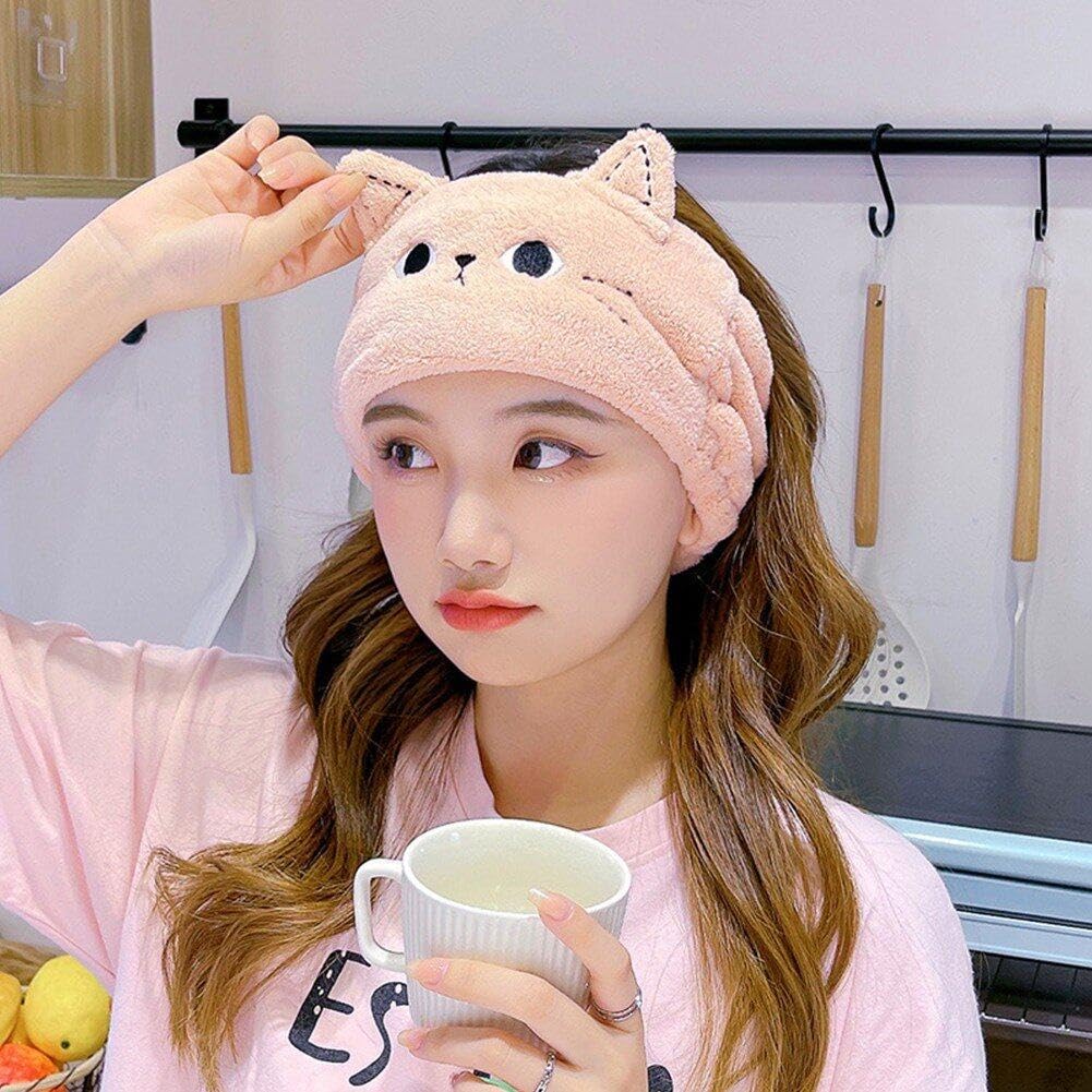 Cute Cat Ear Headband for Women - Soft & Stretchy Hair Band for Washing Face, Makeup, Skincare, Yoga & Spa - Perfect for Beauty Routine, Self Care & Relaxation
