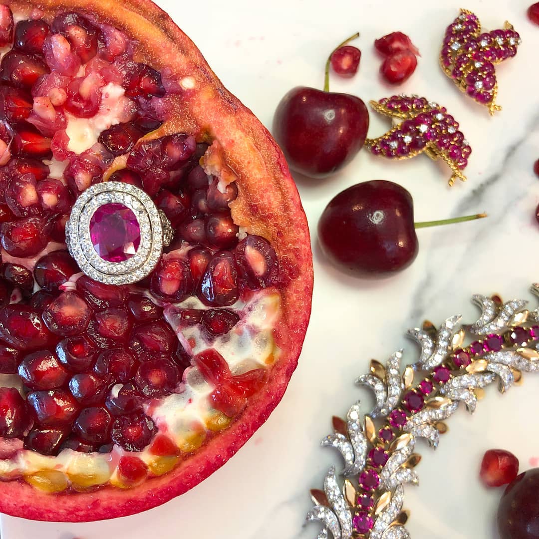 Tiffany & Co. Authentic Burmese Ruby and Diamond Leaf Bracelet - 18K Gold Luxury Jewelry for Women, Perfect for Weddings, Anniversaries & Special Occasions