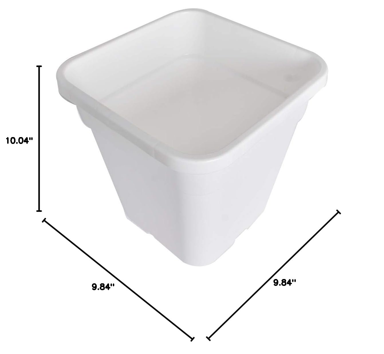 10-Pack 3 Gallon Square Plastic Plant Nursery Pots - Durable Injection Molded Garden Planters for Indoor/Outdoor Plants, Flowers, Seedlings & Vegetables - Perfect for Home Gardening, Greenhouses & Urban Farming (White)