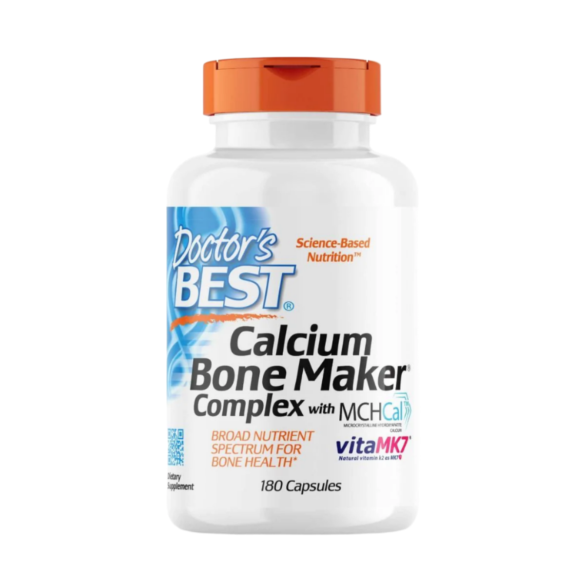 Doctor's Best Calcium Bone Maker Complex with MCHCal & VitaMK7 - 180 Capsules | Supports Bone Health & Strength | Ideal for Adults & Seniors for Daily Bone Support