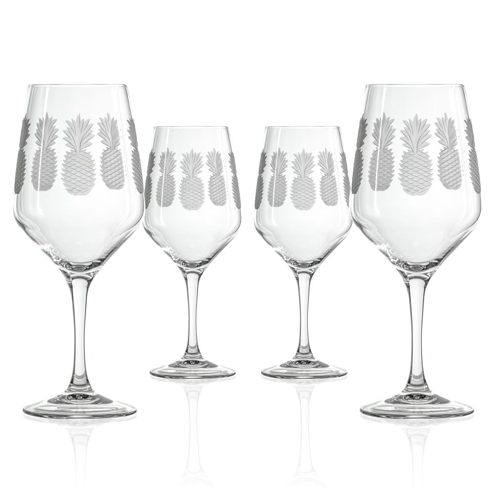 Premium 19.5oz All-Purpose Wine Glasses Set of 12 - Perfect for Parties, Weddings & Home Entertaining - Durable Fresh Pineapple Design Stemware for Red Wine, White Wine & Cocktails