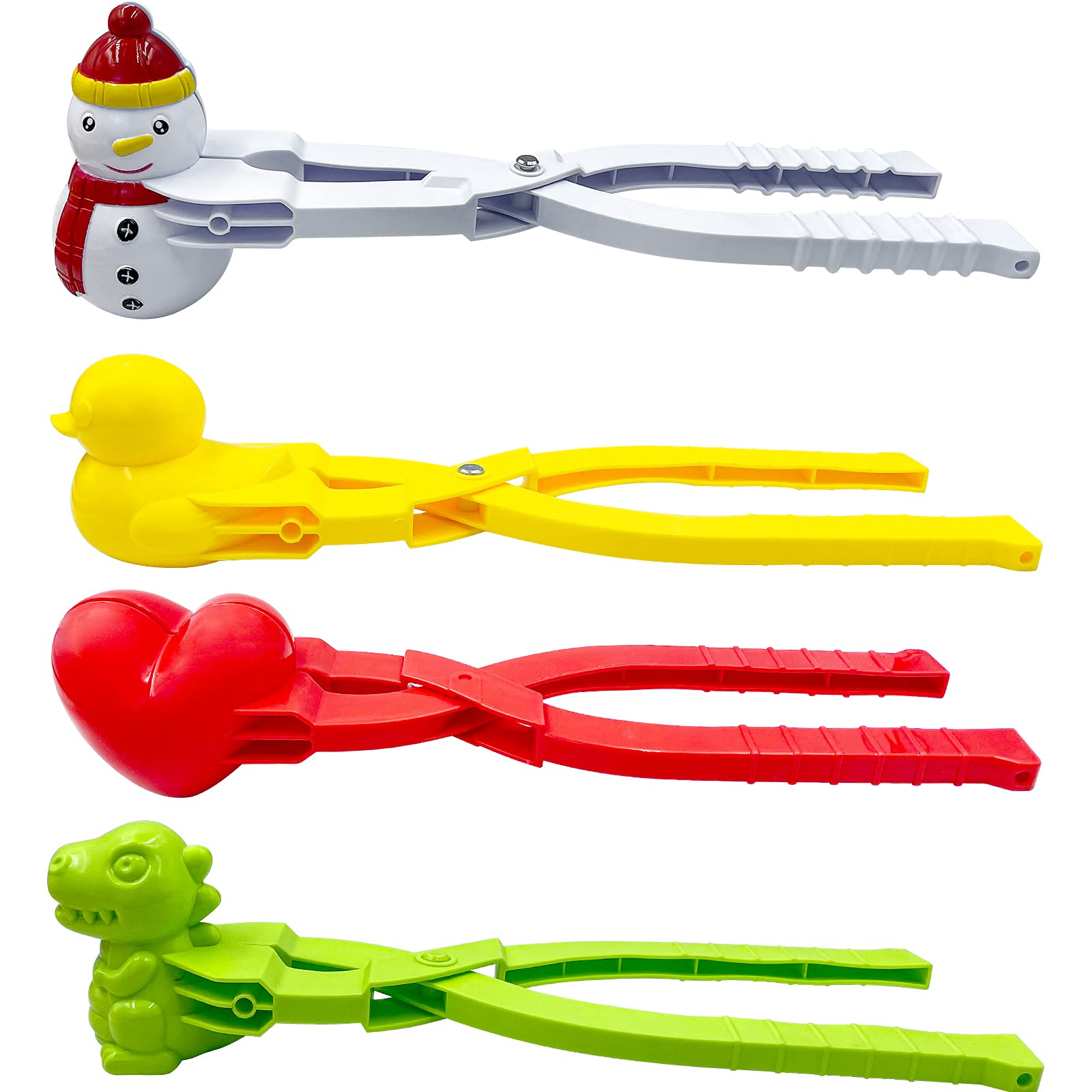 Kocuos Snowball Maker Kit - 4PCS Fun Winter Outdoor Snow Toys with Heart, Duck, Snowmen & Dinosaur Shapes - Perfect Snowball Maker Tool for Kids & Family Outdoor Winter Activities - Great for Snowball Fights, Snowman Building & Winter Playtime