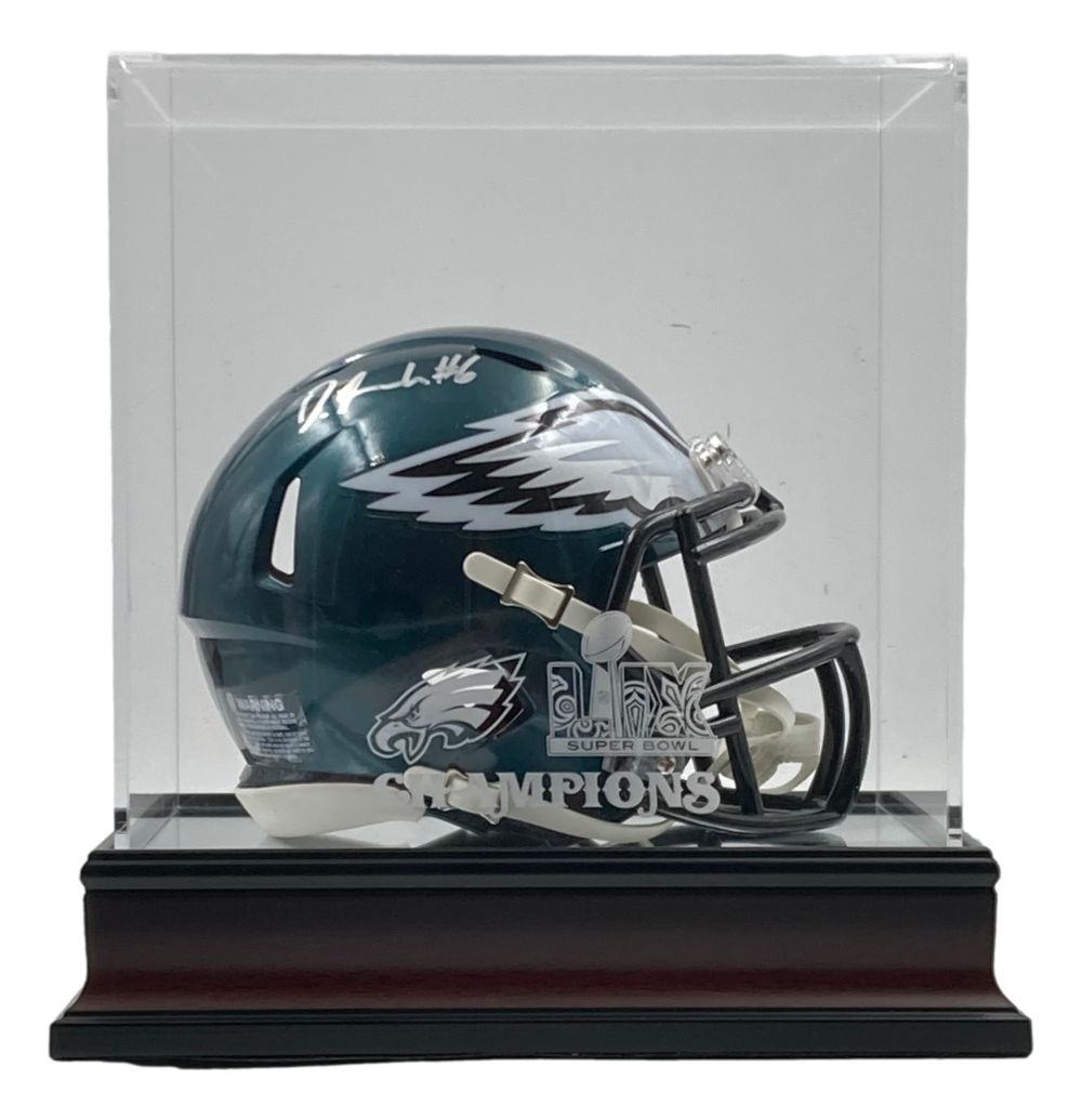 Devonta Smith Autographed Philadelphia Eagles Mini Speed Helmet with Super Bowl LIX Case - Official NFL Collectible for Eagles Fans, Man Cave Decor, and Sports Memorabilia Display