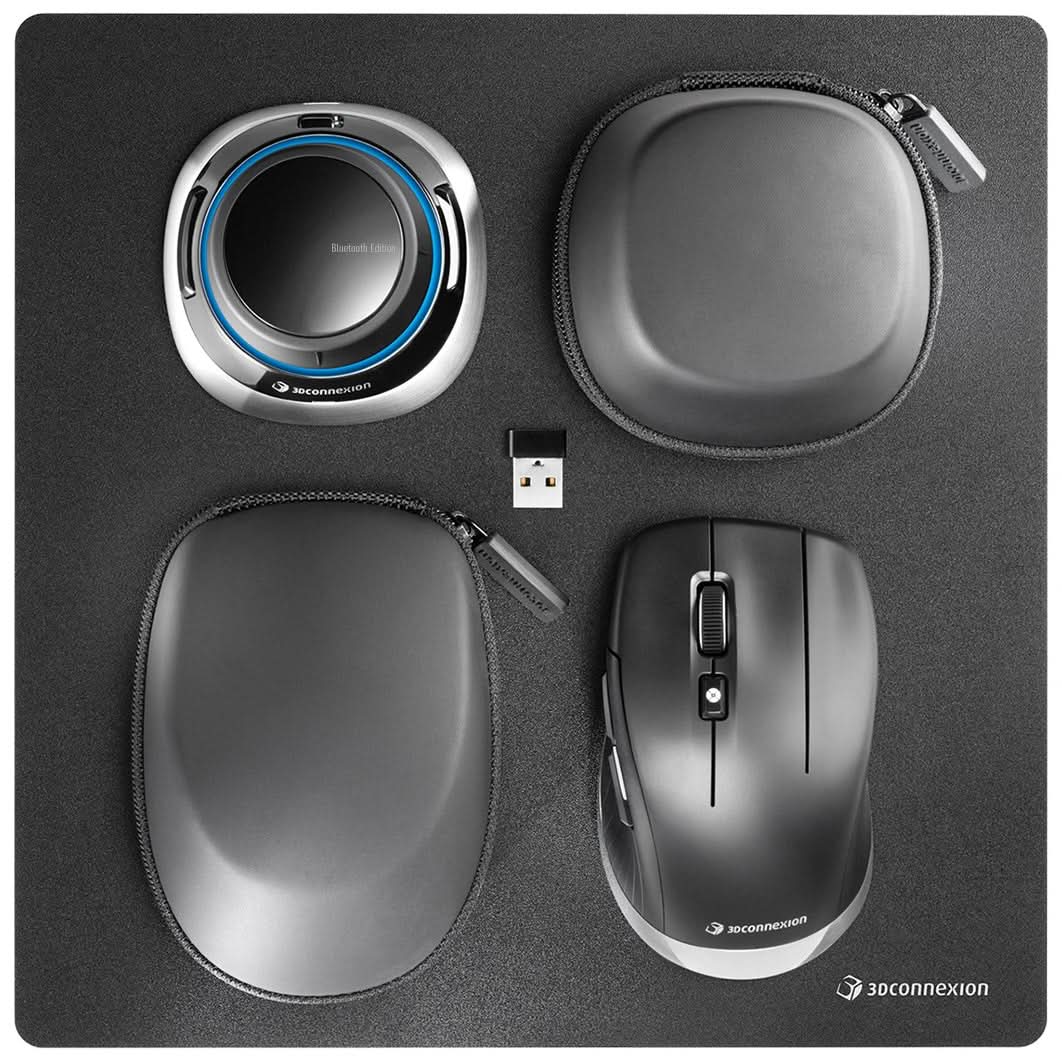 3Dconnexion SpaceMouse Wireless Kit 2 - Universal Right-Hand 3D Mouse with RF Wireless, Bluetooth & USB Type-A Connectivity for CAD, 3D Modeling & Graphic Design Professionals