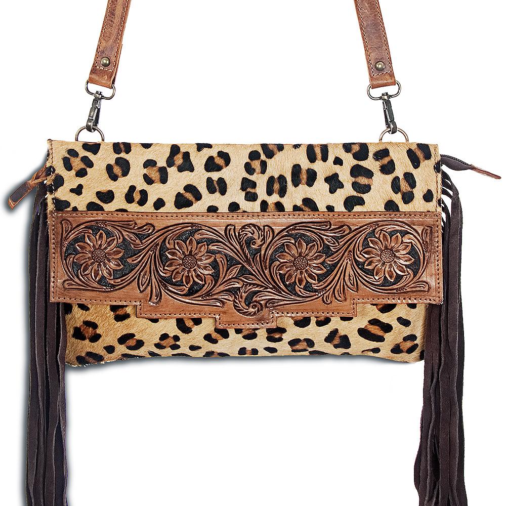 American Darling Cheetah Print Clutch Bag with Fringe - Stylish Crossbody Purse for Women, Perfect for Parties, Night Out and Date Night