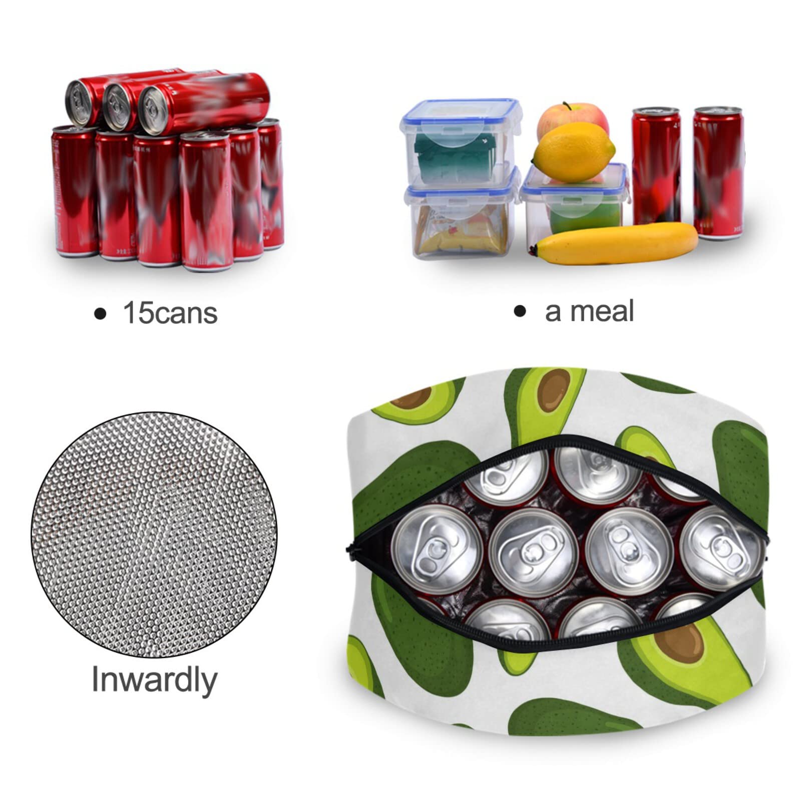 Blueangle Avocado Pattern Insulated Lunch Bag for Women & Students - Reusable Thermal Tote Bag & Lunch Cooler Box - Perfect for Work, School, Picnics & Outdoor Activities