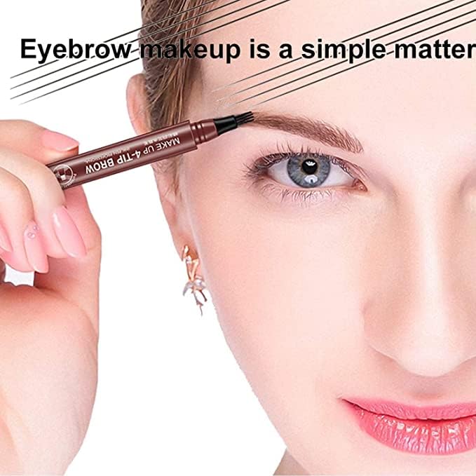 YEKDA Waterproof Eyebrow Tattoo Pen - 4 Point Microblade Brow Pencil with Long Lasting Formula (Black) | Natural Looking Eyebrows for Daily Makeup & Special Occasions