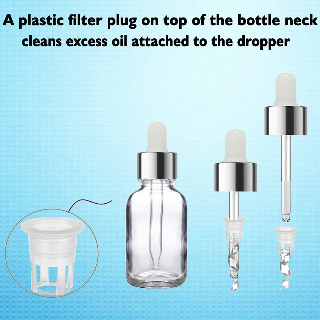 PHARCOS 15ML Essential Oil Glass Bottles with Euro Dropper - 6 Pack, Leak Proof, Refillable DIY Beauty Containers with Silver Ring & White Silicone Teat for Aromatherapy, Homemade Serums and Travel-Sized Skincare