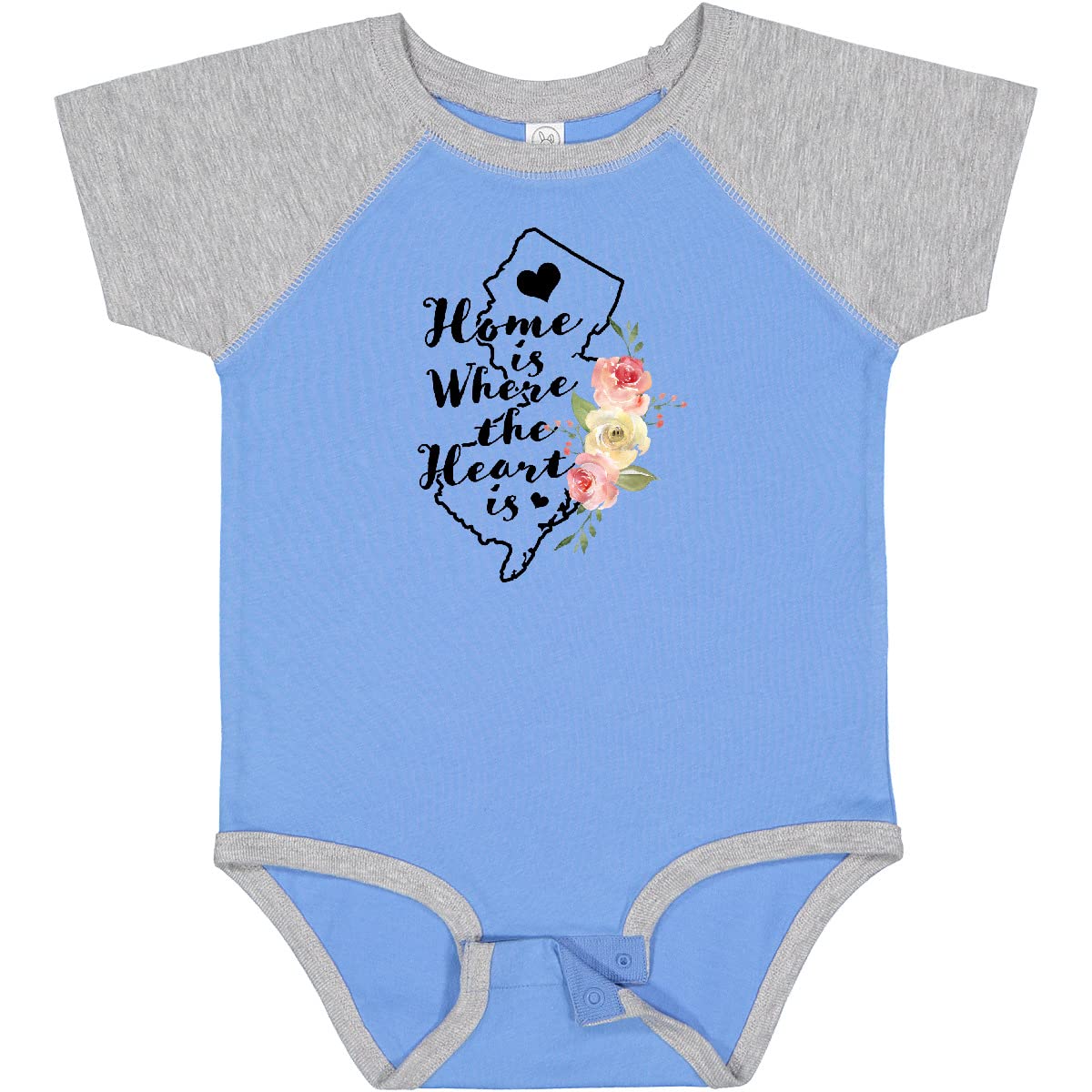 Inktastic New Jersey Home is Where The Heart is Watercolor Baby Bodysuit - Soft Cotton Infant Onesie for Newborns, Baby Showers & Family Photos