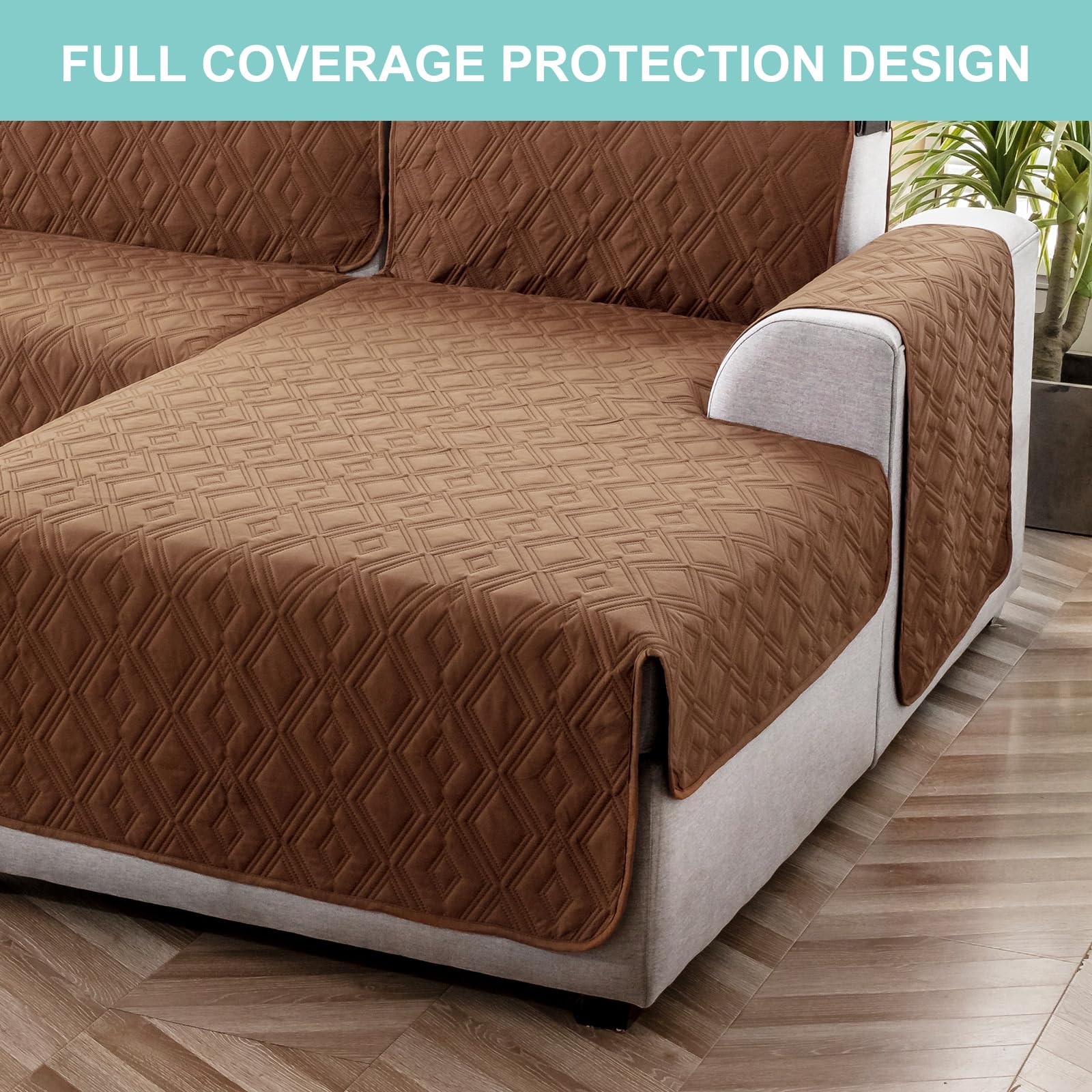 **Reversible L-Shaped Sectional Sofa Cover for Pets & Kids - Brown X-Large - Durable Furniture Protector for Dogs, Chaise Lounge & Living Room**    *(Perfect for Pet Owners & Families - Protects Sofas from Scratches, Spills & Hair - Ideal for Living Rooms, Family Rooms & Pet-Friendly Spaces)*