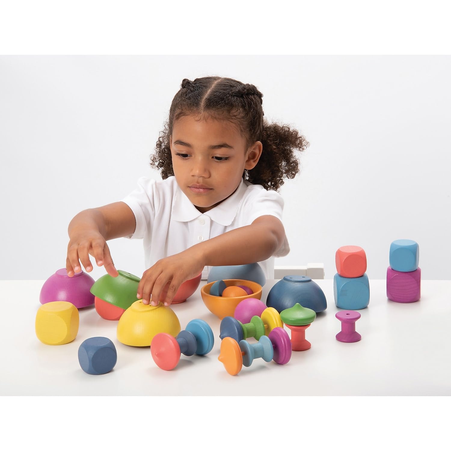 TickiT 73979 Rainbow Wooden Building Blocks - 84-Piece Educational STEM Toy for Kids, Perfect for Preschool Learning & Creative Play