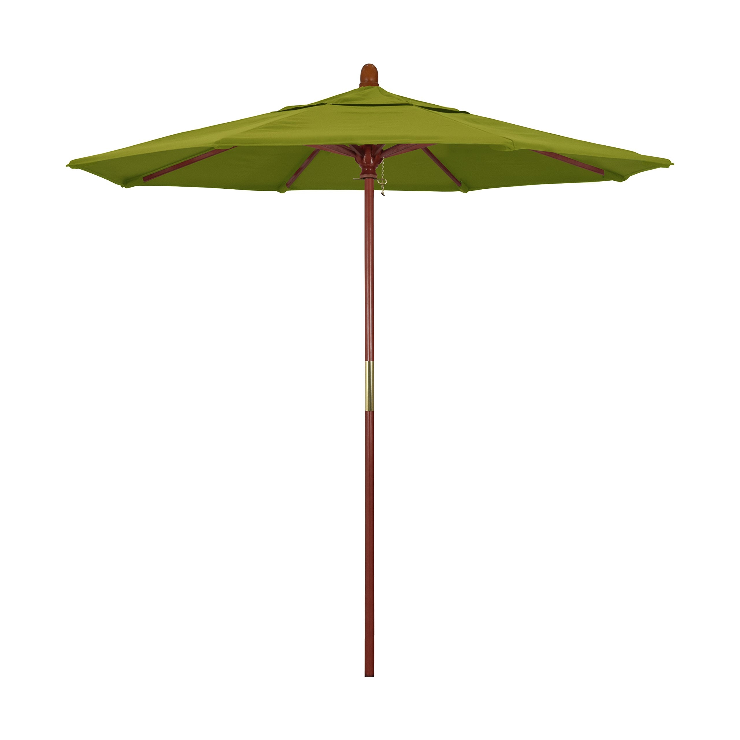 7.5' Round Hardwood Market Umbrella - Stainless Steel Push Open for Patio & Garden