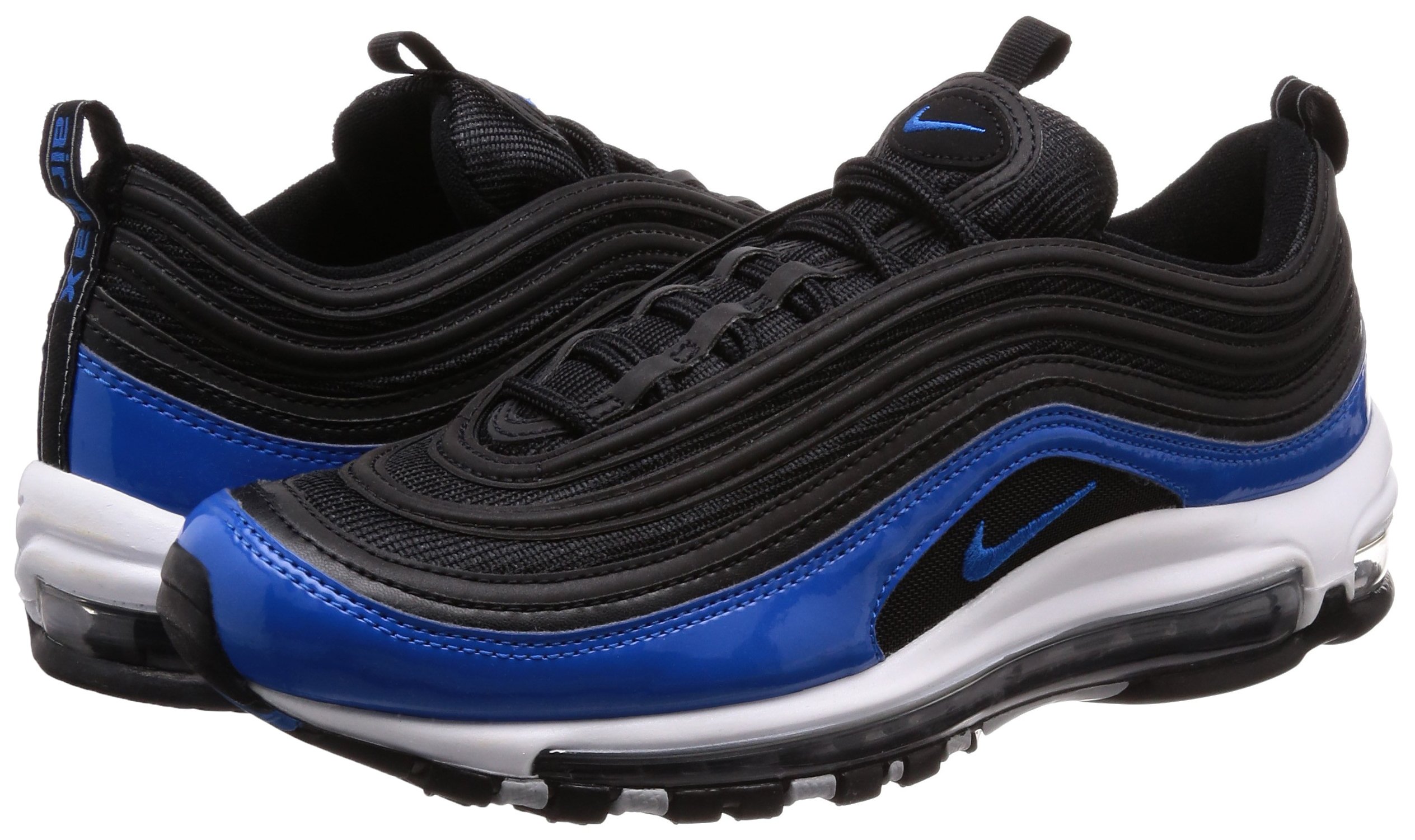 Nike Men's Air Max 97 Running Shoes - Black/Blue Nebula/Wolf Grey - Size 9.5 US - Comfortable Cushioned Sneakers for Jogging, Gym Workouts & Casual Wear