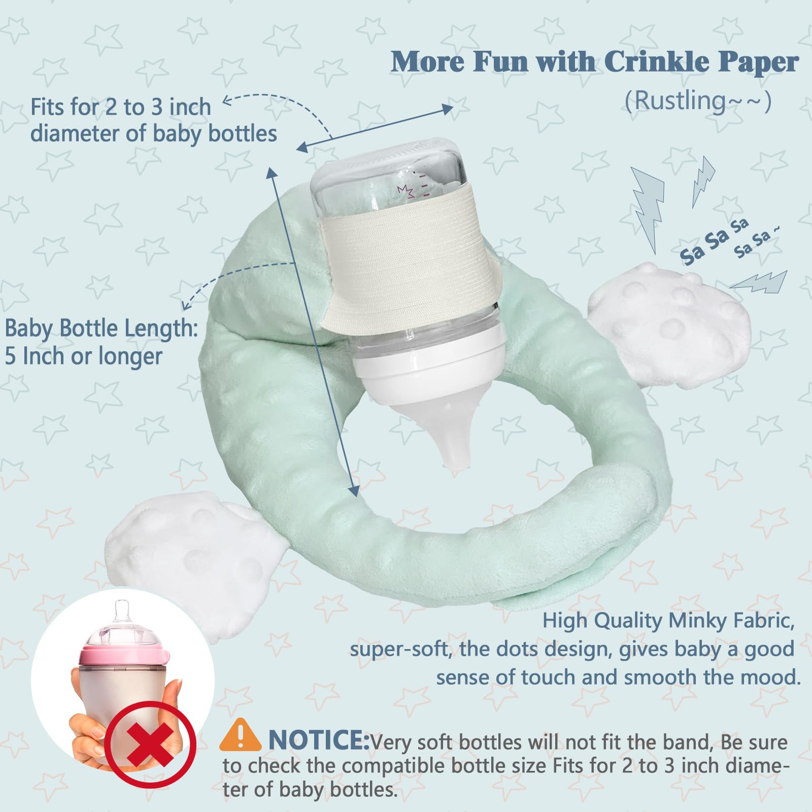 Self Feeding Baby Bottle Holder - Hands Free Newborn Bottle Support for Twins | Adjustable Infant Feeding Pillow | Essential Newborn Care Accessories (Mint Green) | Perfect for Nursing, Travel & Multi-Tasking Parents