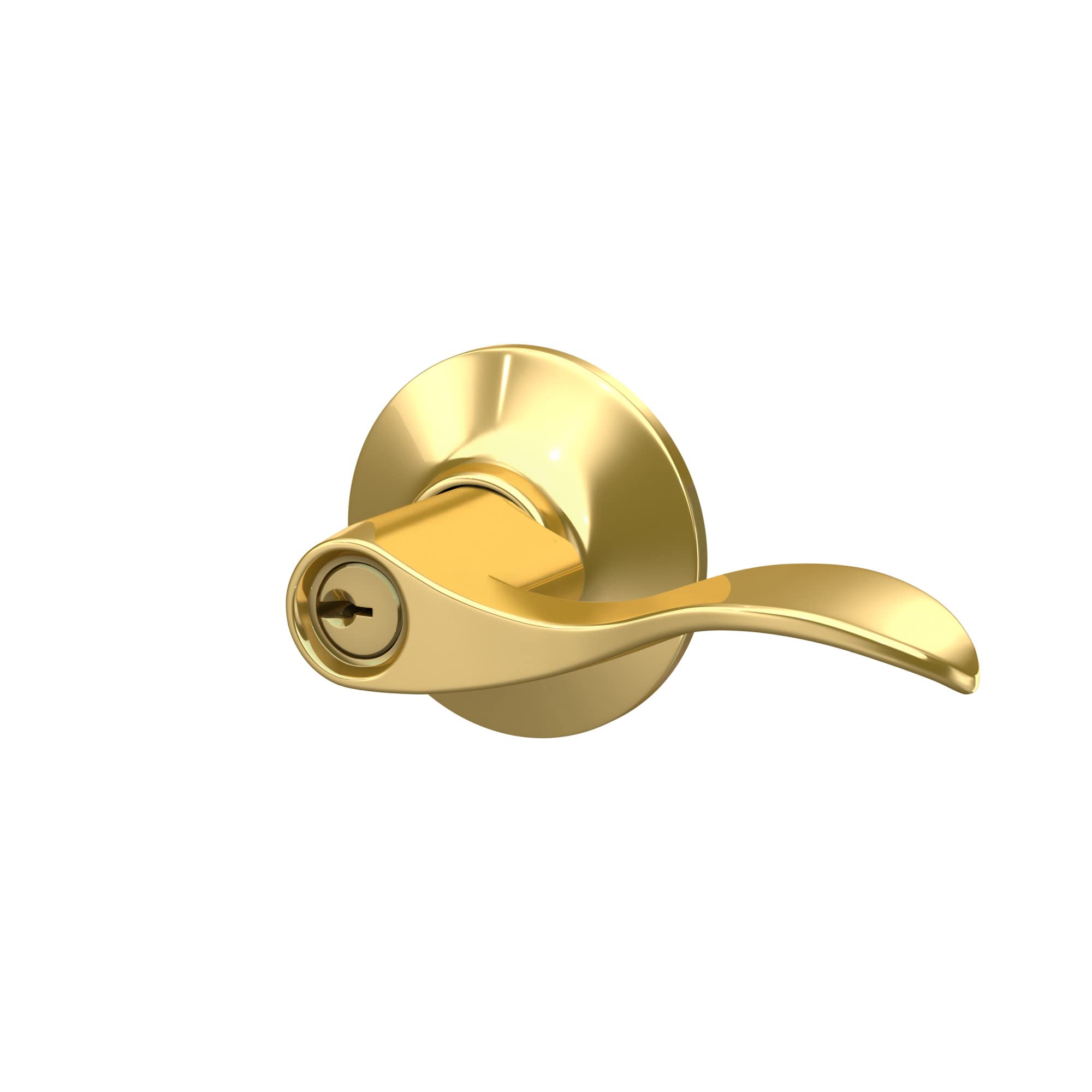 Schlage F51A ACC 505 Keyed Entry Door Lever Lock in Bright Brass - Secure & Stylish Entry Door Handle for Homes, Offices & Apartments